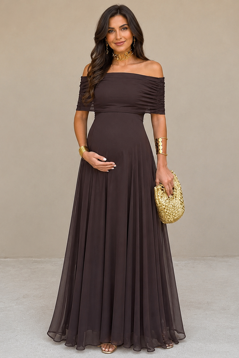 Robe maternité longue épaules dénudées