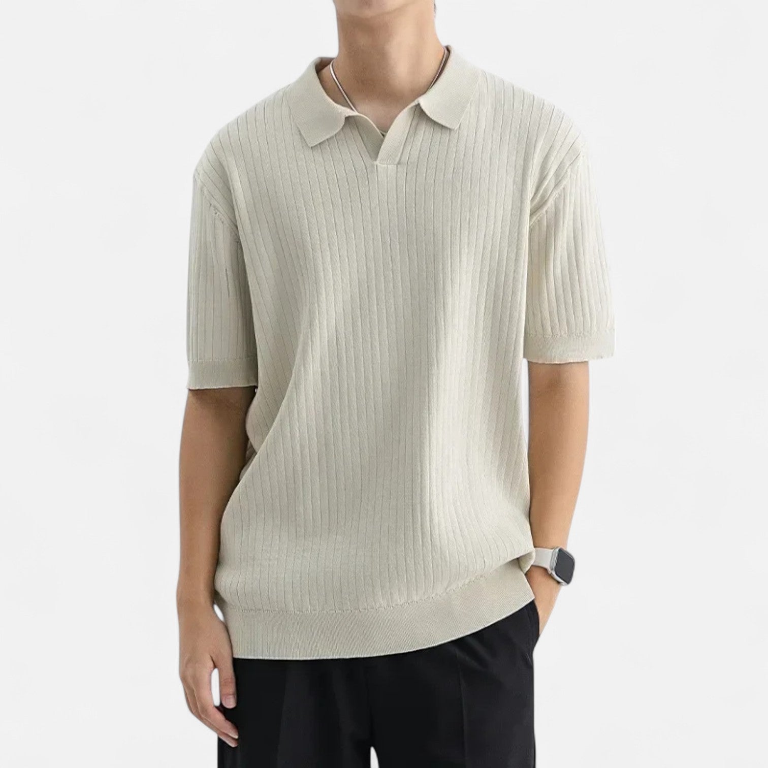 Ancienne Monde | Polo en Soie pour Homme – Manches Courtes Respirantes pour une Élégance Estivale