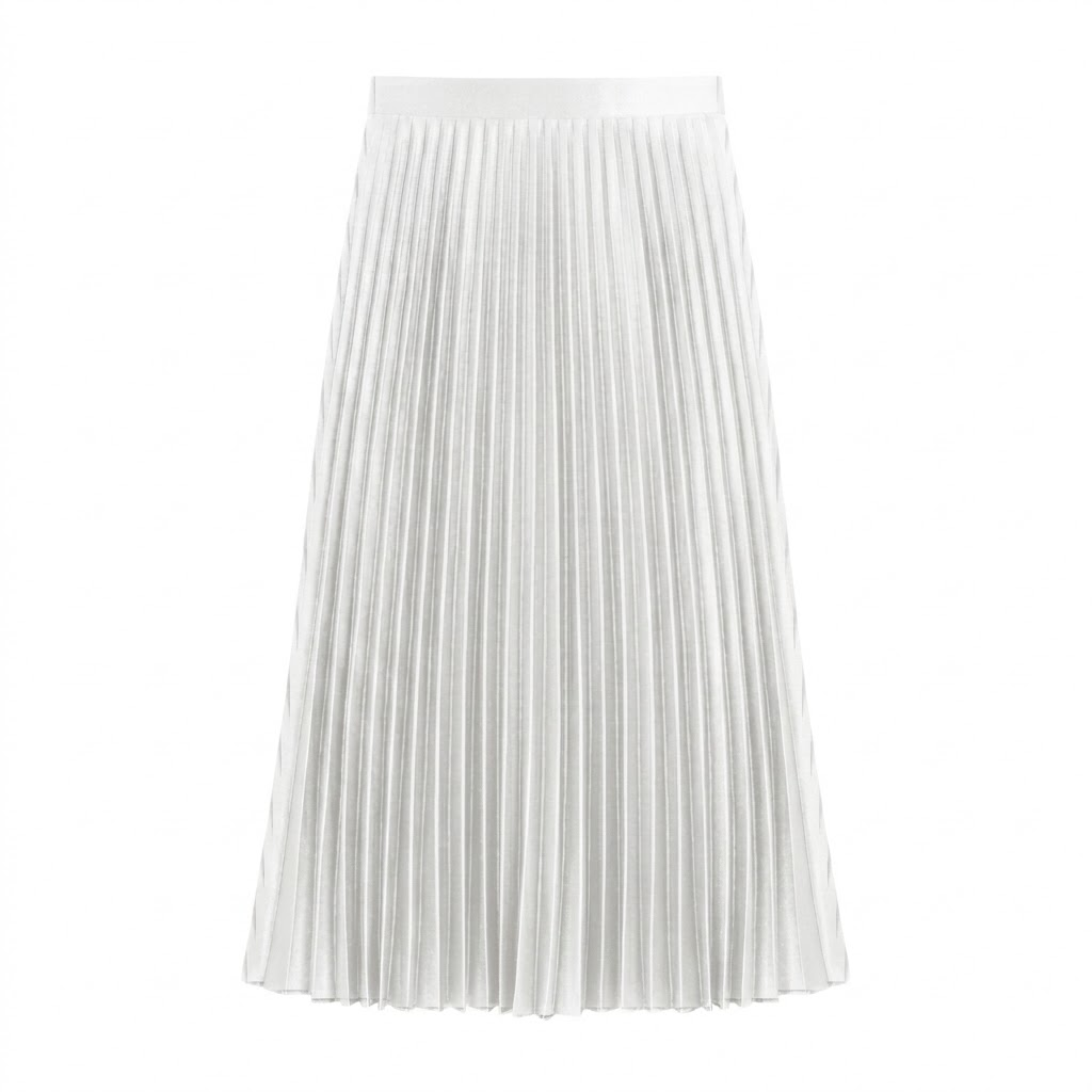 Jupe Longue Plissée Satinée à Taille Haute Élastique pour Femme