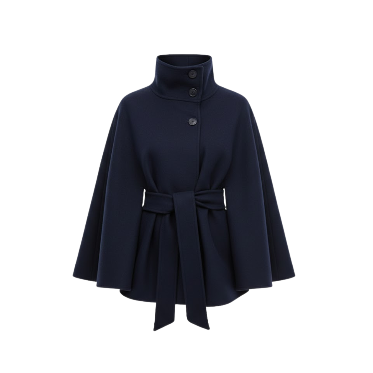 Manteau cape structuré avec ceinture et col montant
