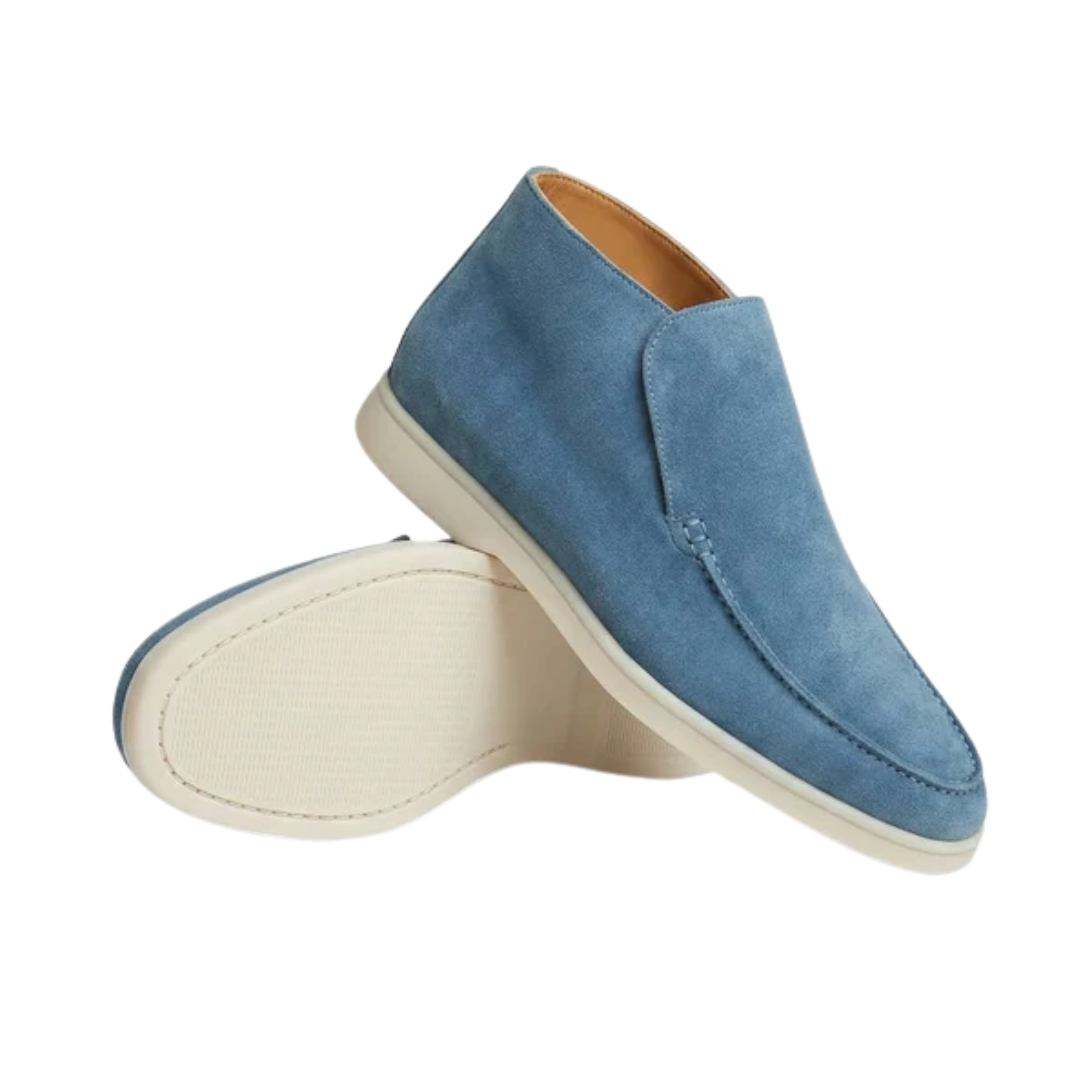 Mocassins montants pour homme — bottines à enfiler en daim — style bureau chic décontracté