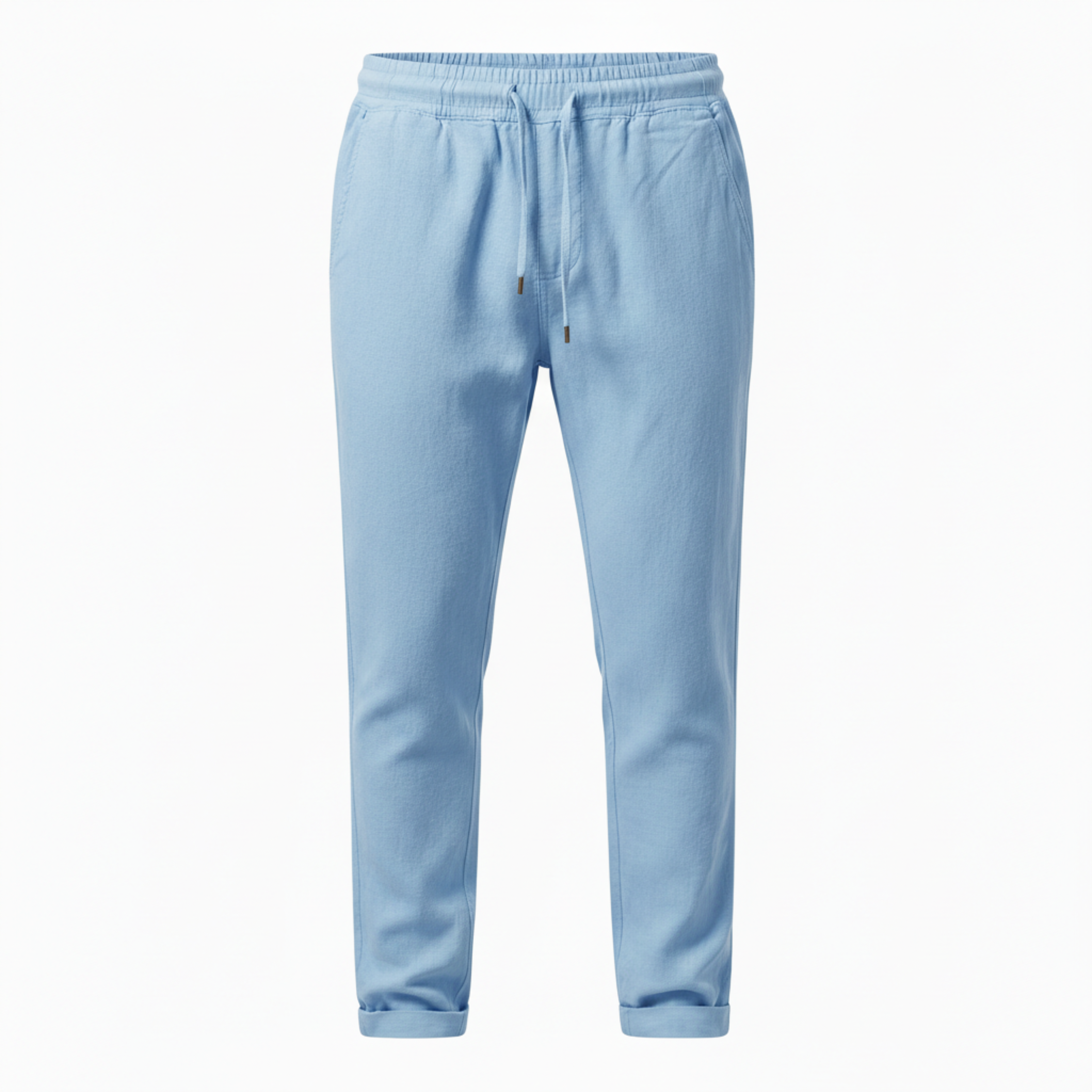 Pantalon en Coton et Lin pour Homme avec Taille Élastique et Coupe Droite Décontractée