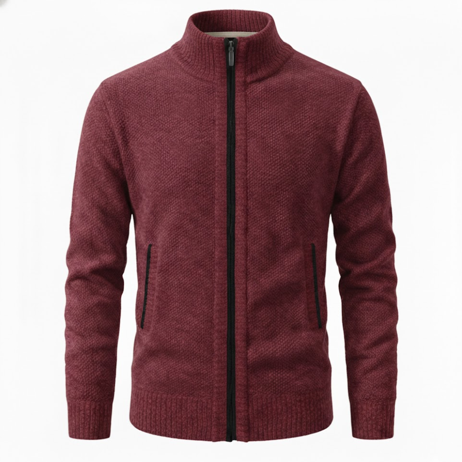 Gilet en maille zippé pour homme avec col montant et doublure en polaire
