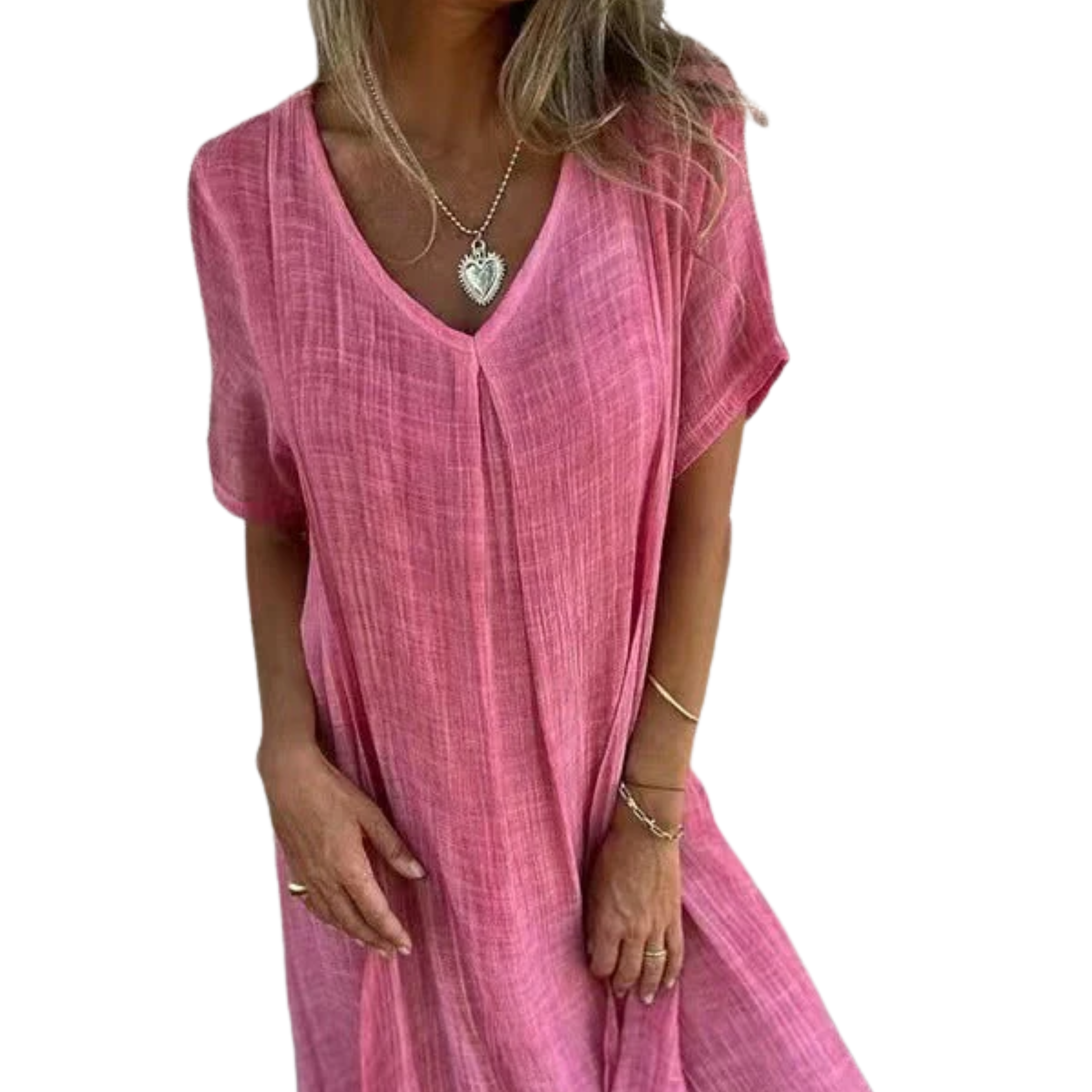 Robe kimono en lin pour femme avec col en v — plage