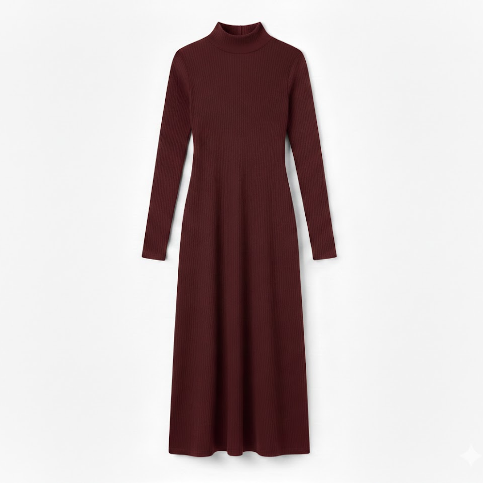 Robe longue ajustée à manches longues et col roulé montant