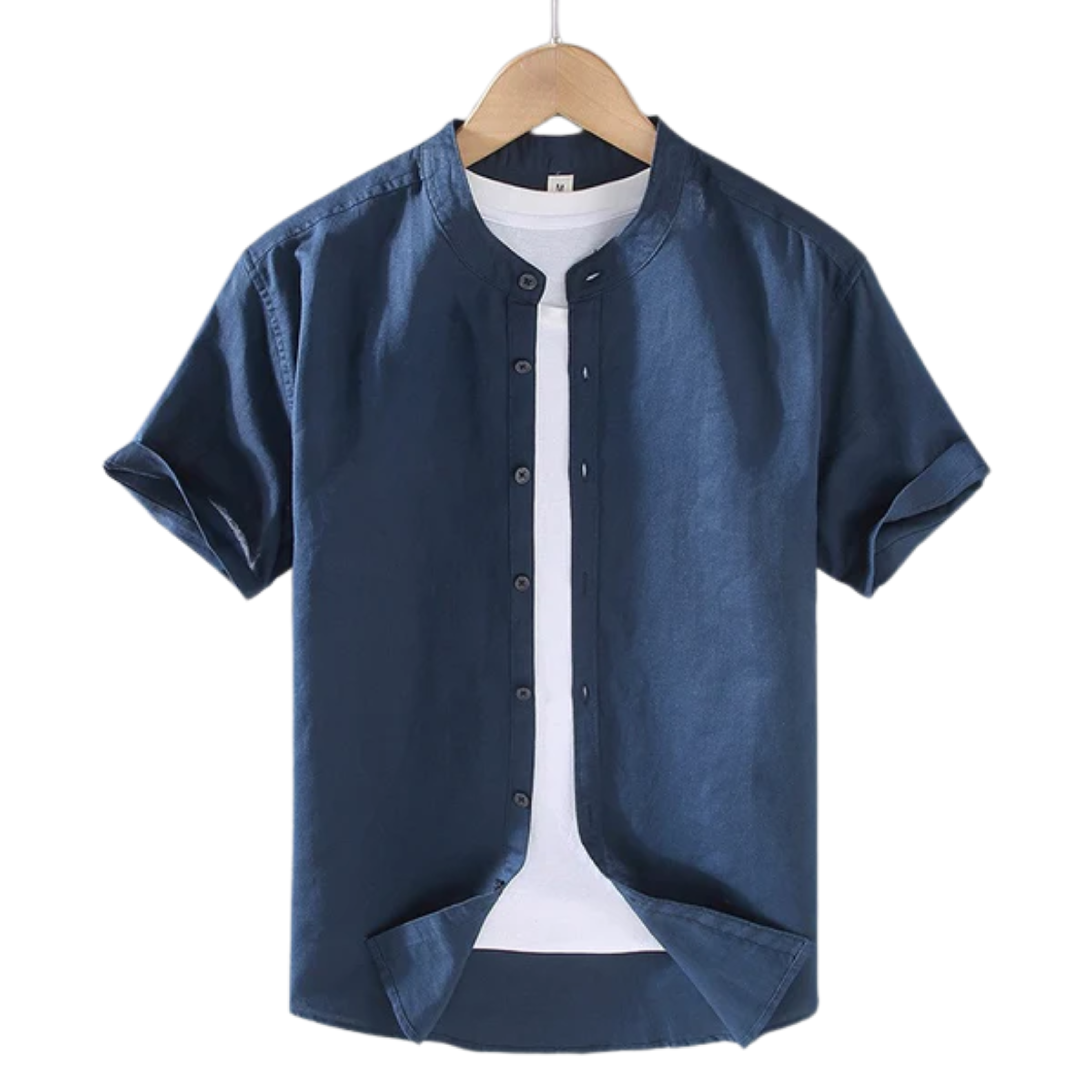 Chemise en lin homme à col officier et manches courtes — été