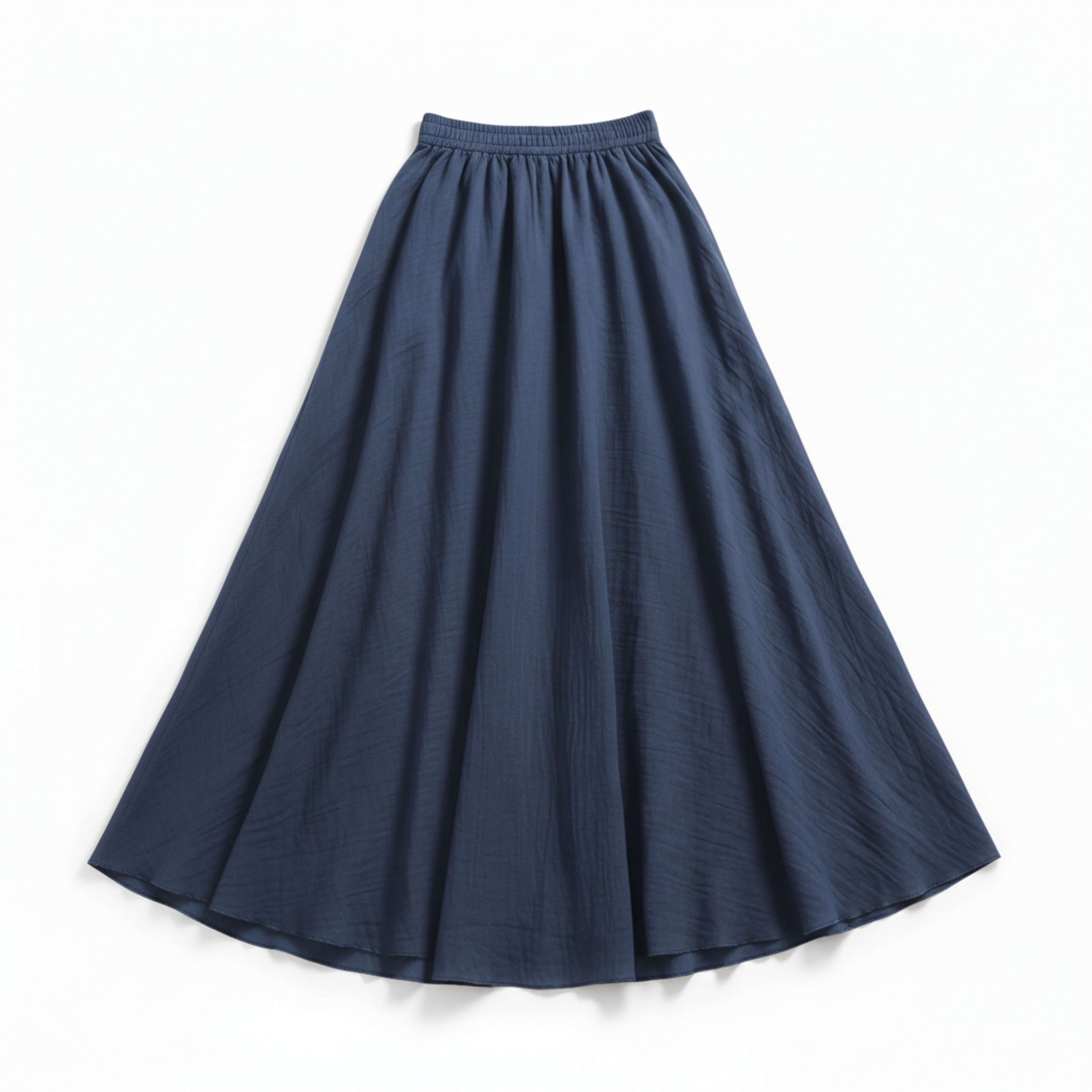 Jupe Maxi Femme en Coton et Lin, Taille Haute Élastique, Coupe Évasée, Longueur Cheville
