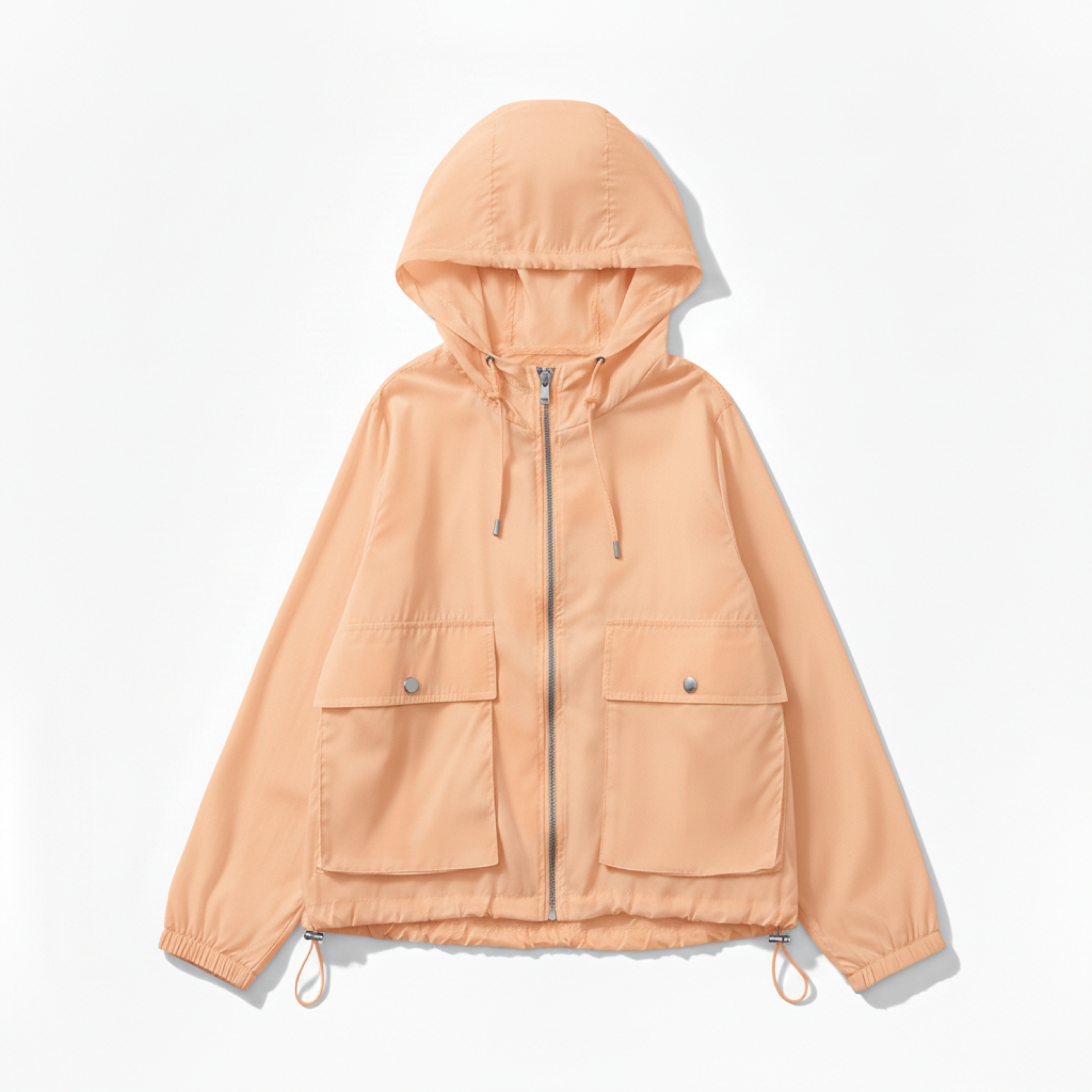 Veste de Protection Solaire Légère à Capuche et Fermeture Éclair pour Femme