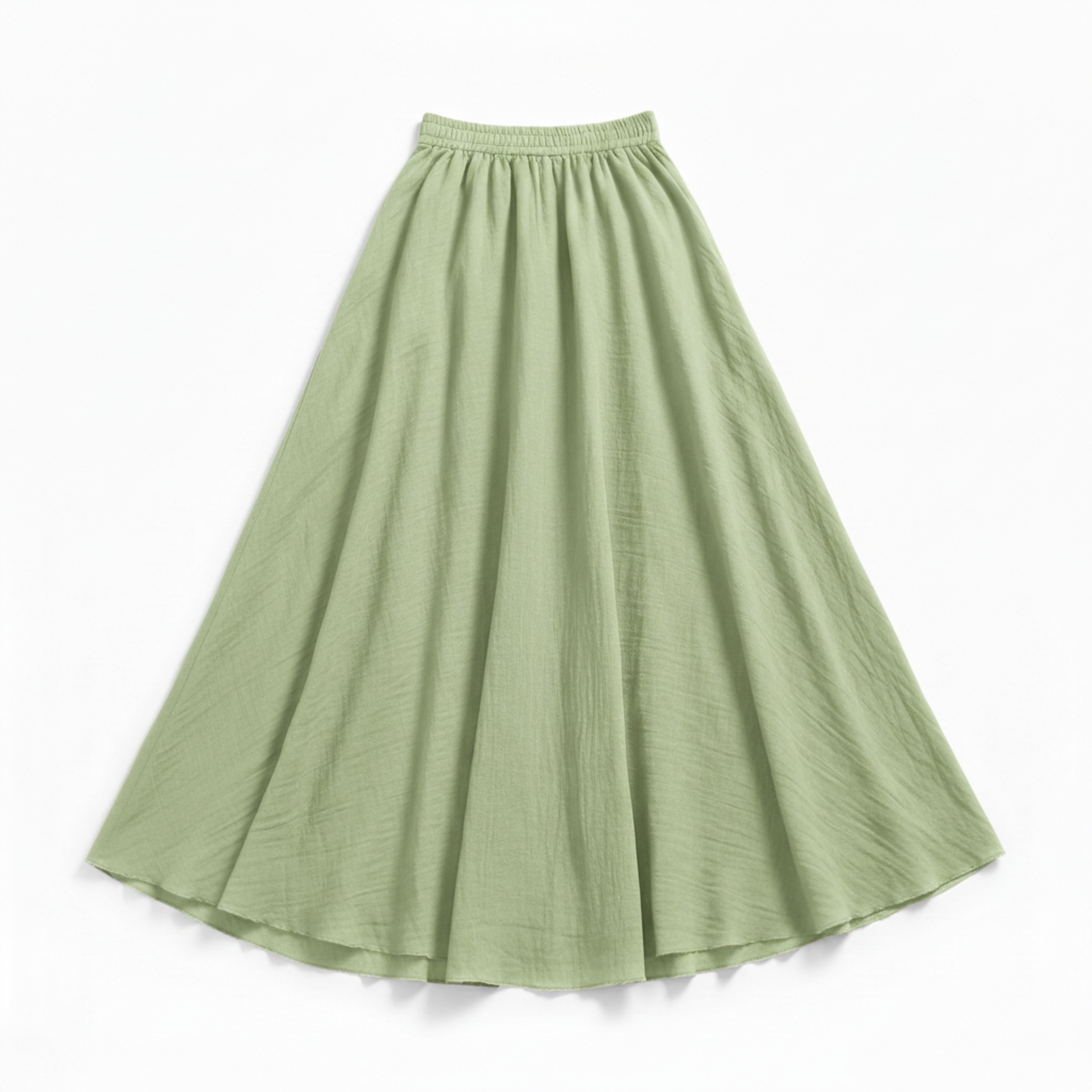 Jupe Maxi Femme en Coton et Lin, Taille Haute Élastique, Coupe Évasée, Longueur Cheville