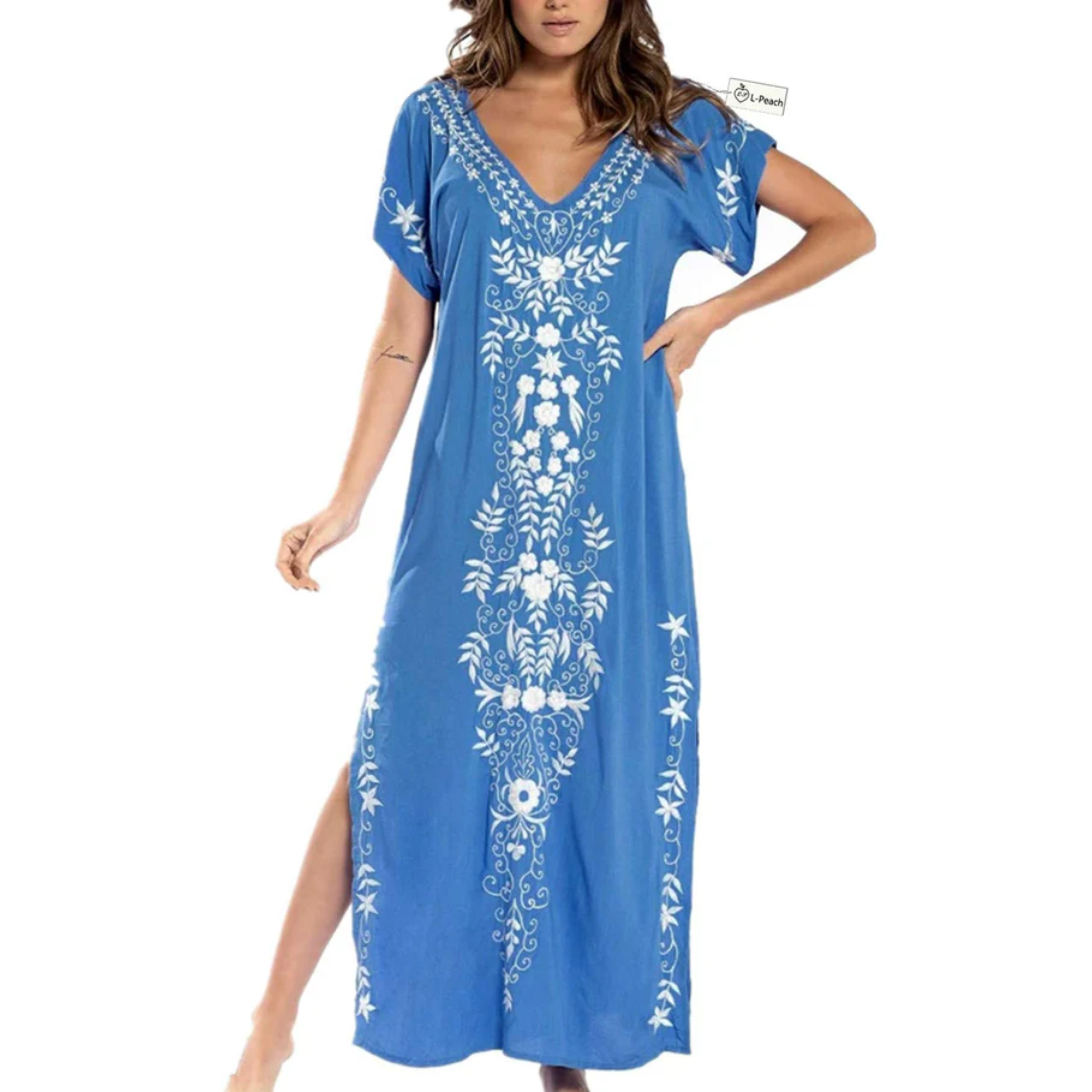Robe kimono de plage longue — coupe ample — vacances d'été