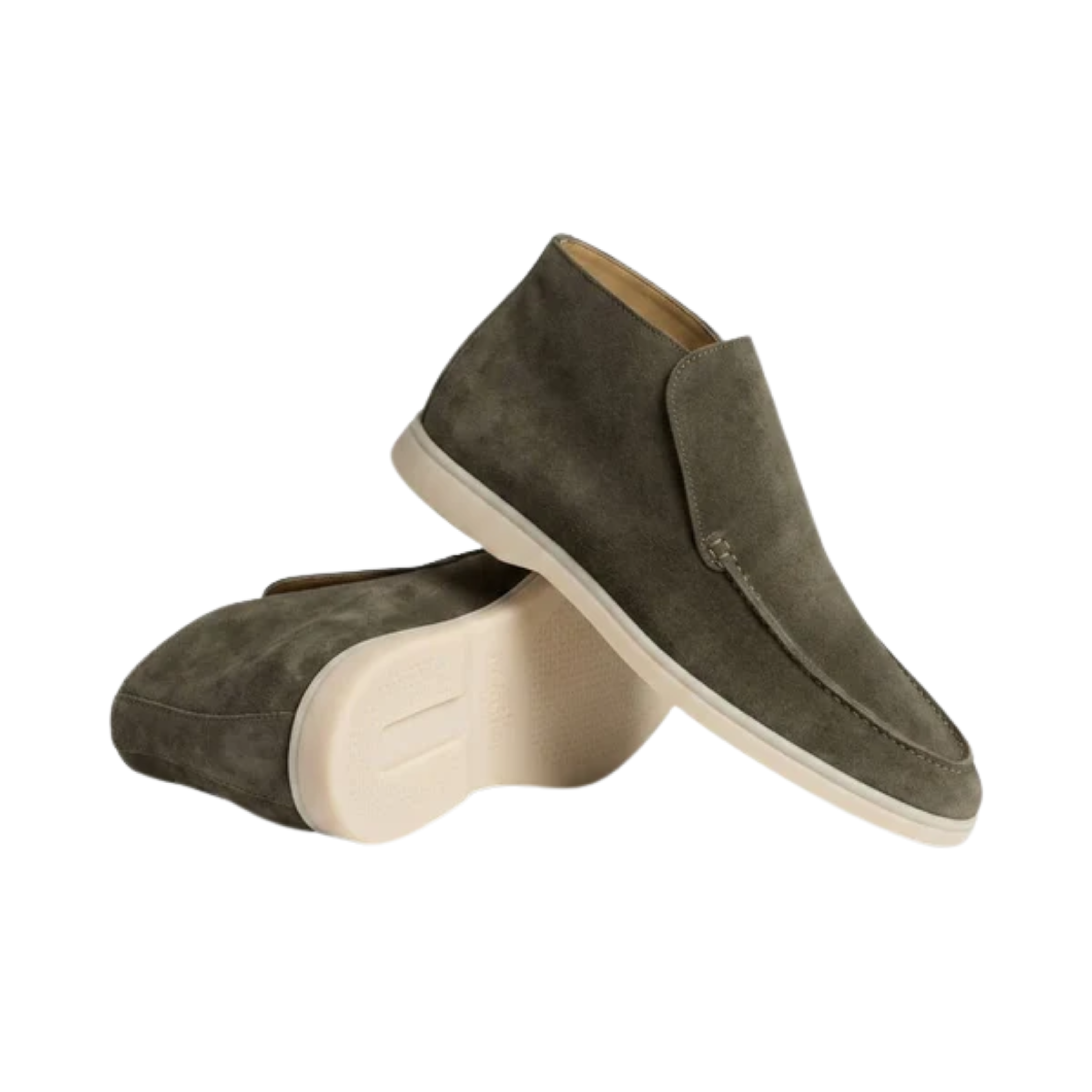Mocassins montants pour homme — bottines à enfiler en daim — style bureau chic décontracté