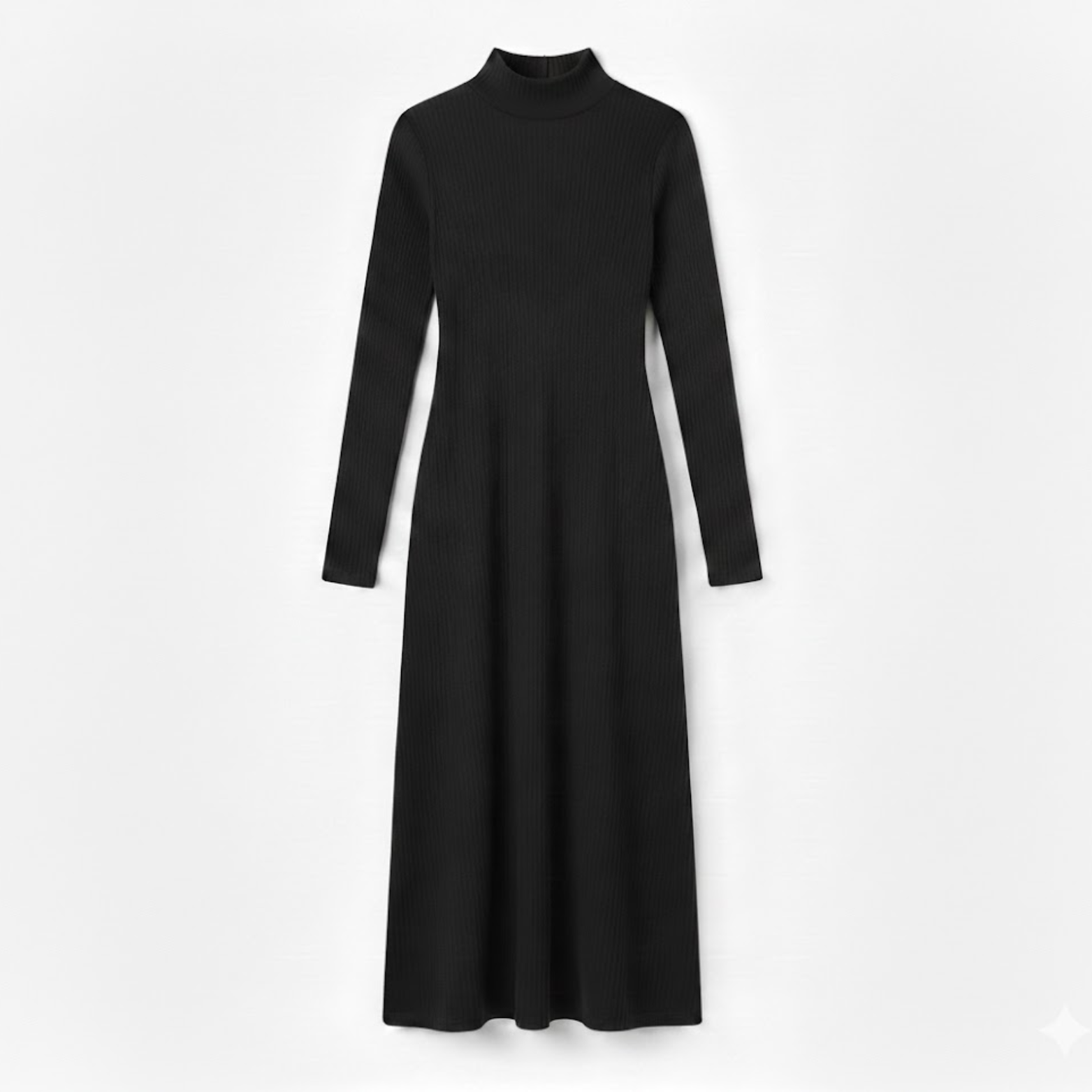 Robe longue ajustée à manches longues et col roulé montant