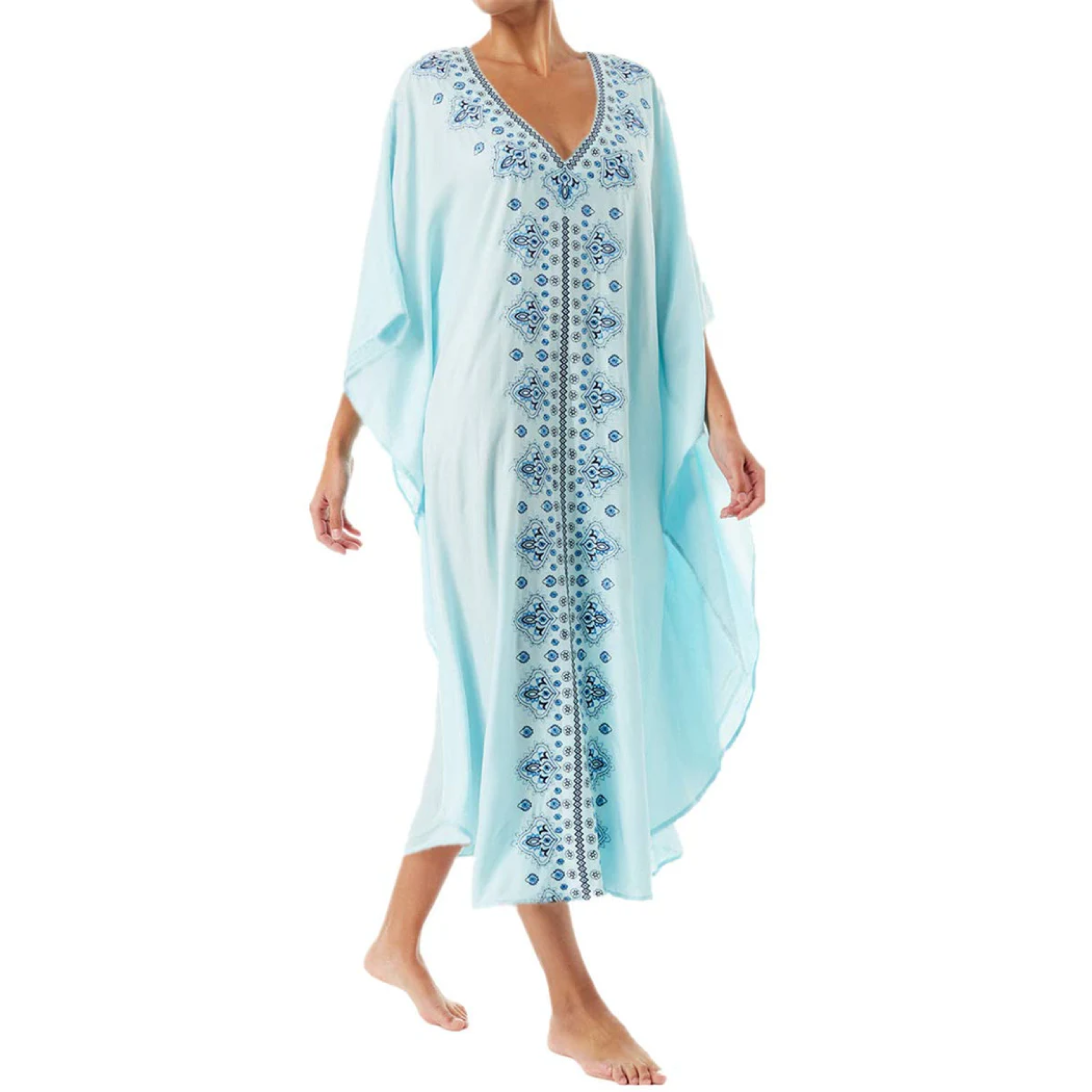 Robe kimono de plage longue — coupe ample — vacances d'été