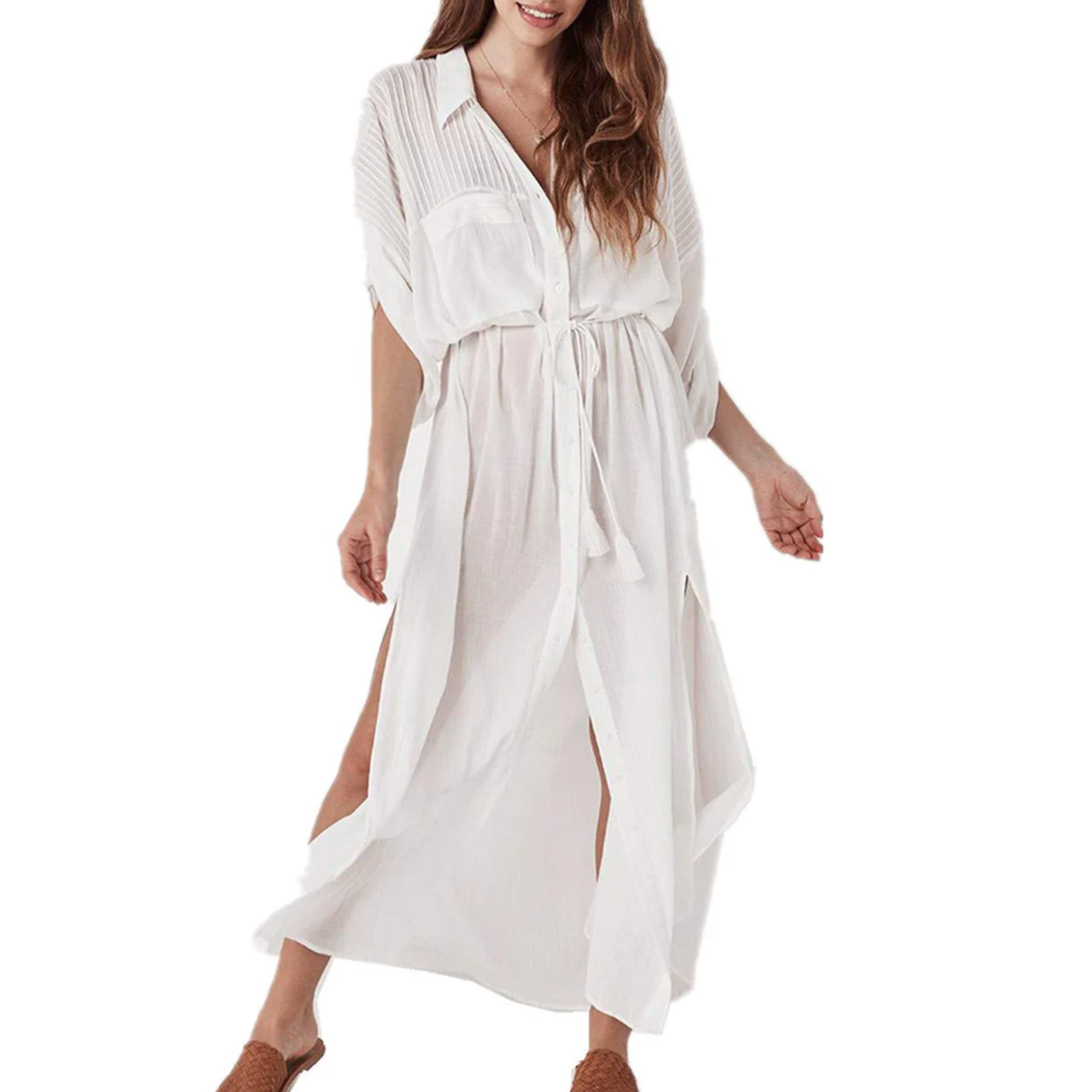 Robe kimono de plage longue — coupe ample — vacances d'été