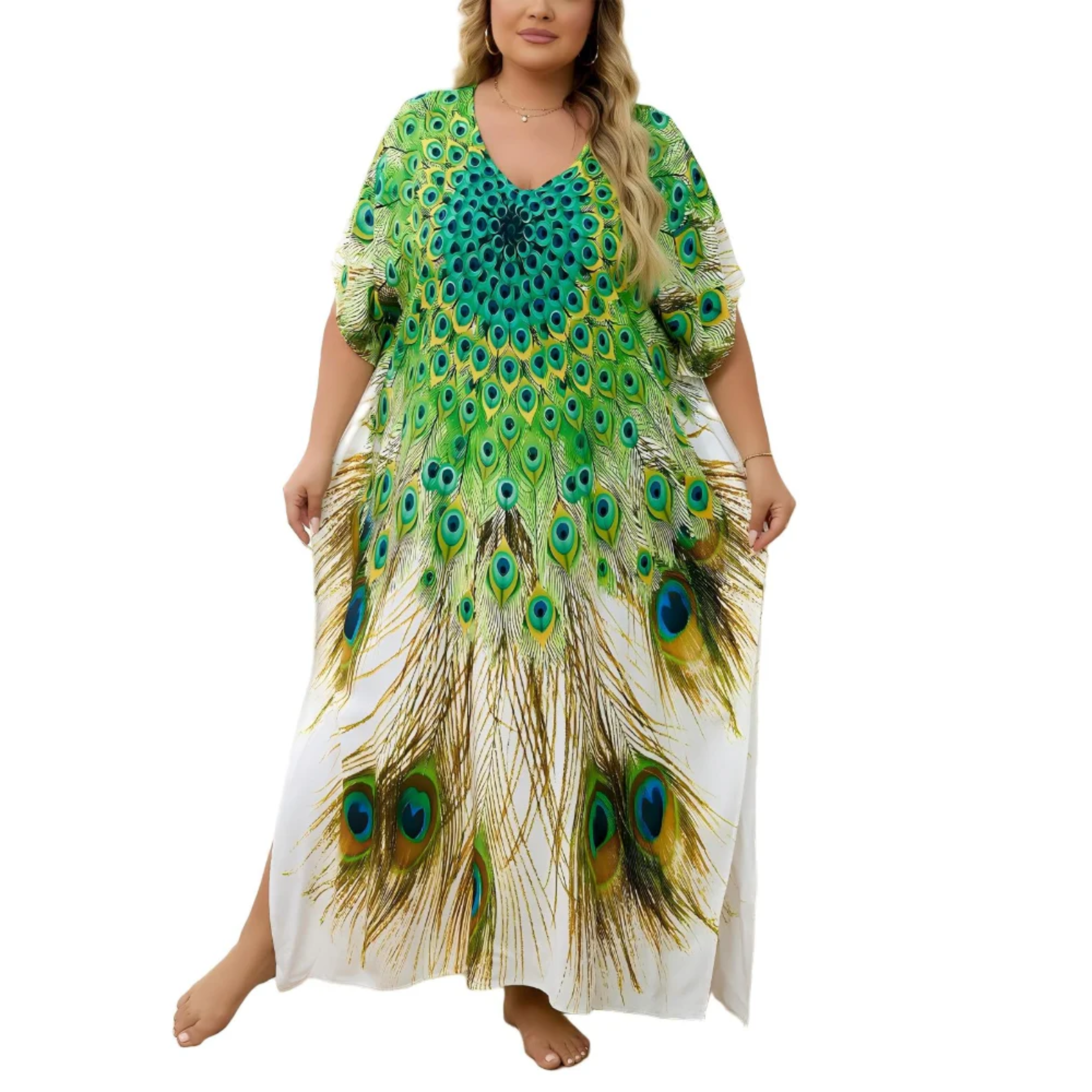 Robe kaftan kimono grande taille — coupe ample — plage et voyage