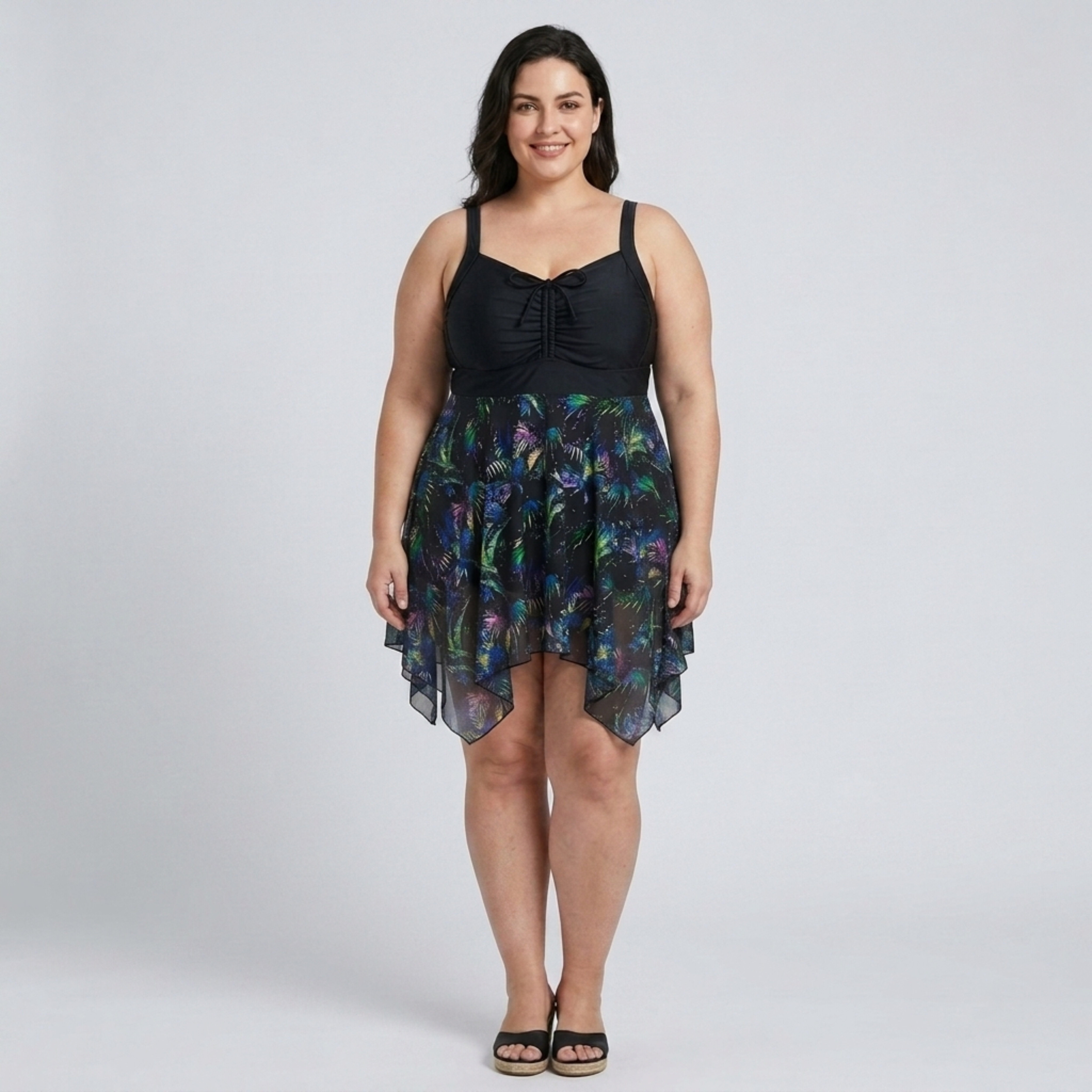 Robe maillot de bain grande taille pour femme avec jupe intégrée imprimée