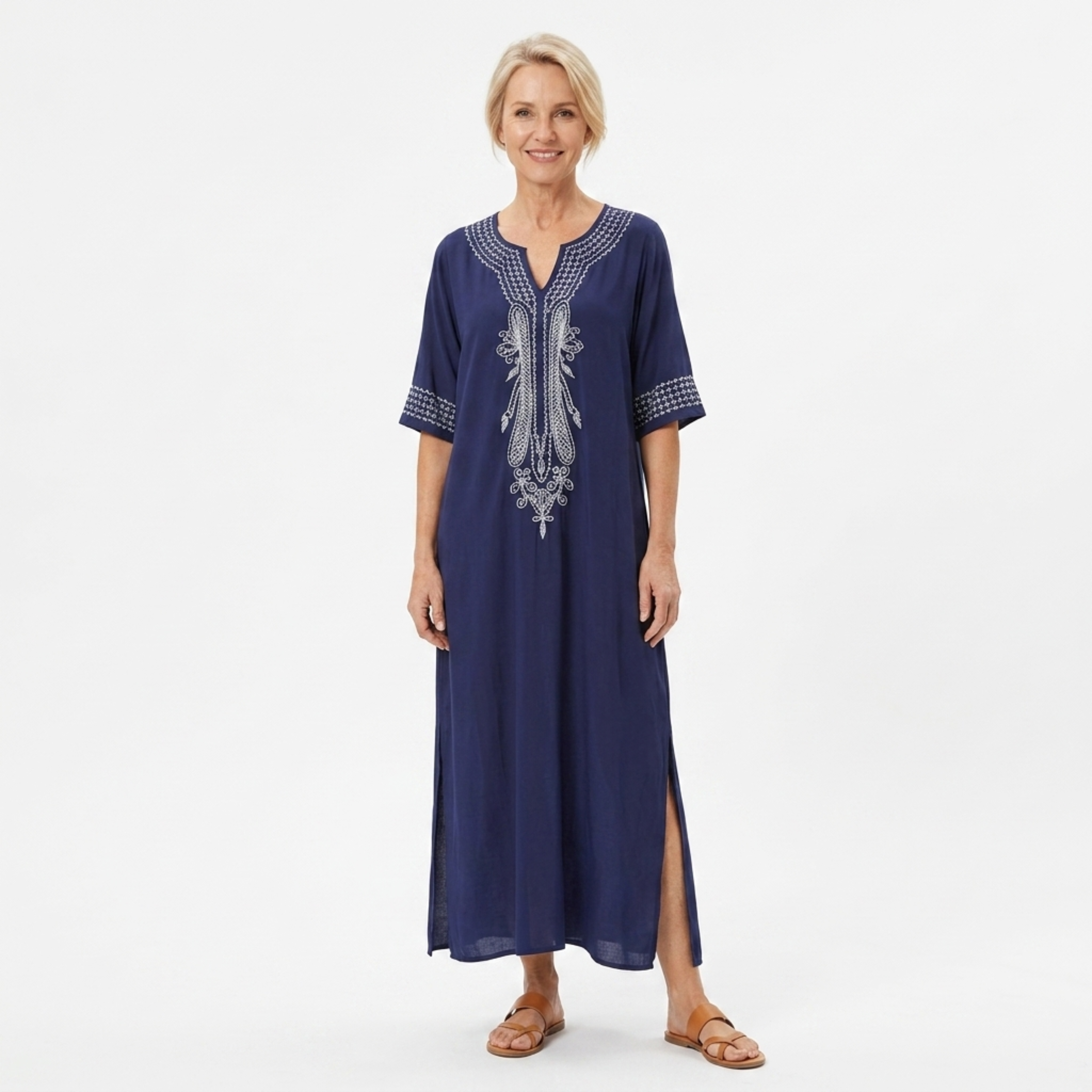 Robe kimono de plage longue — coupe ample — vacances d'été