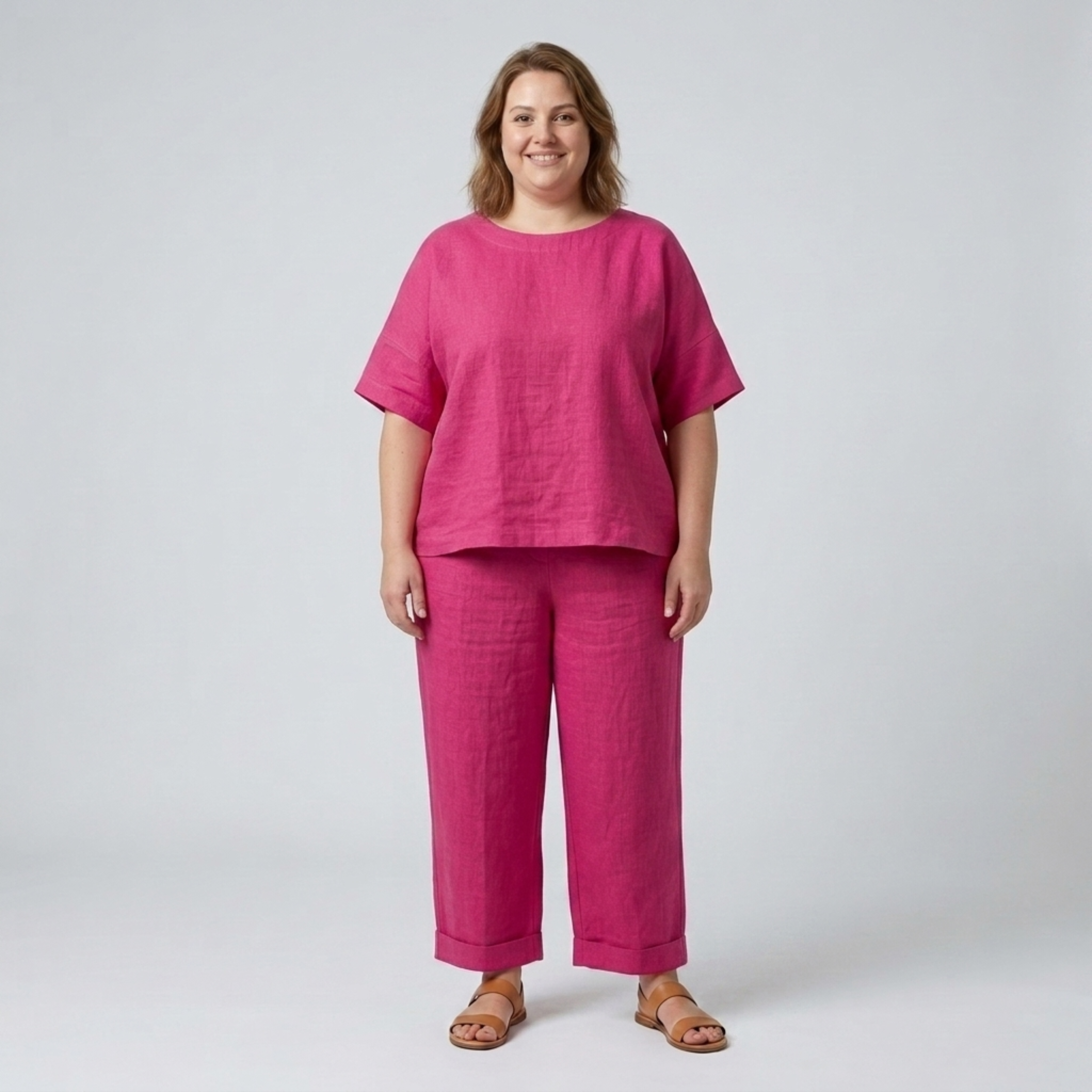 Ensemble pantalon grande taille en coton pour femme