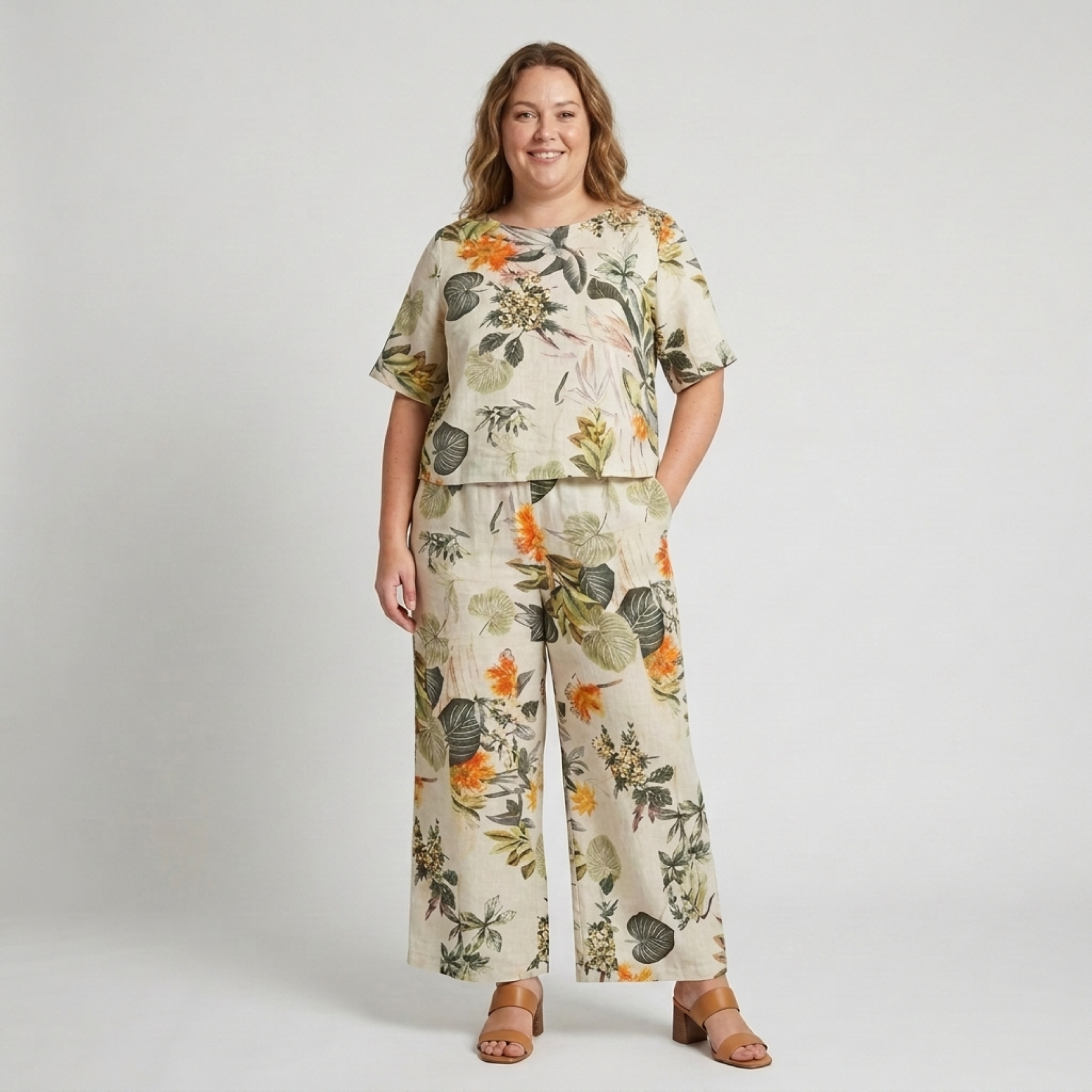 Ensemble pantalon grande taille à imprimé floral