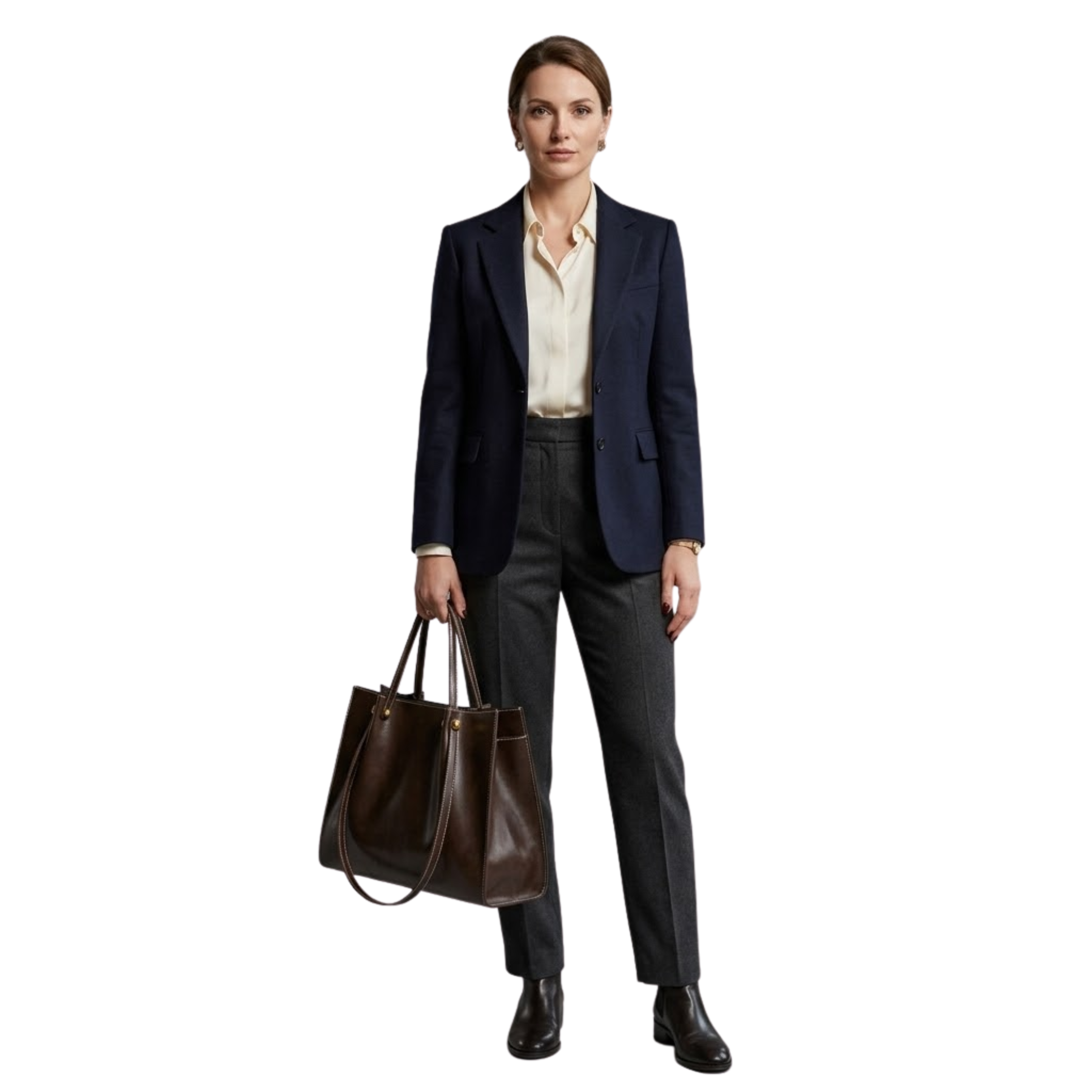 Sac Cabas en Cuir Végétalien avec Fermeture Éclair et Bandoulière pour Femmes