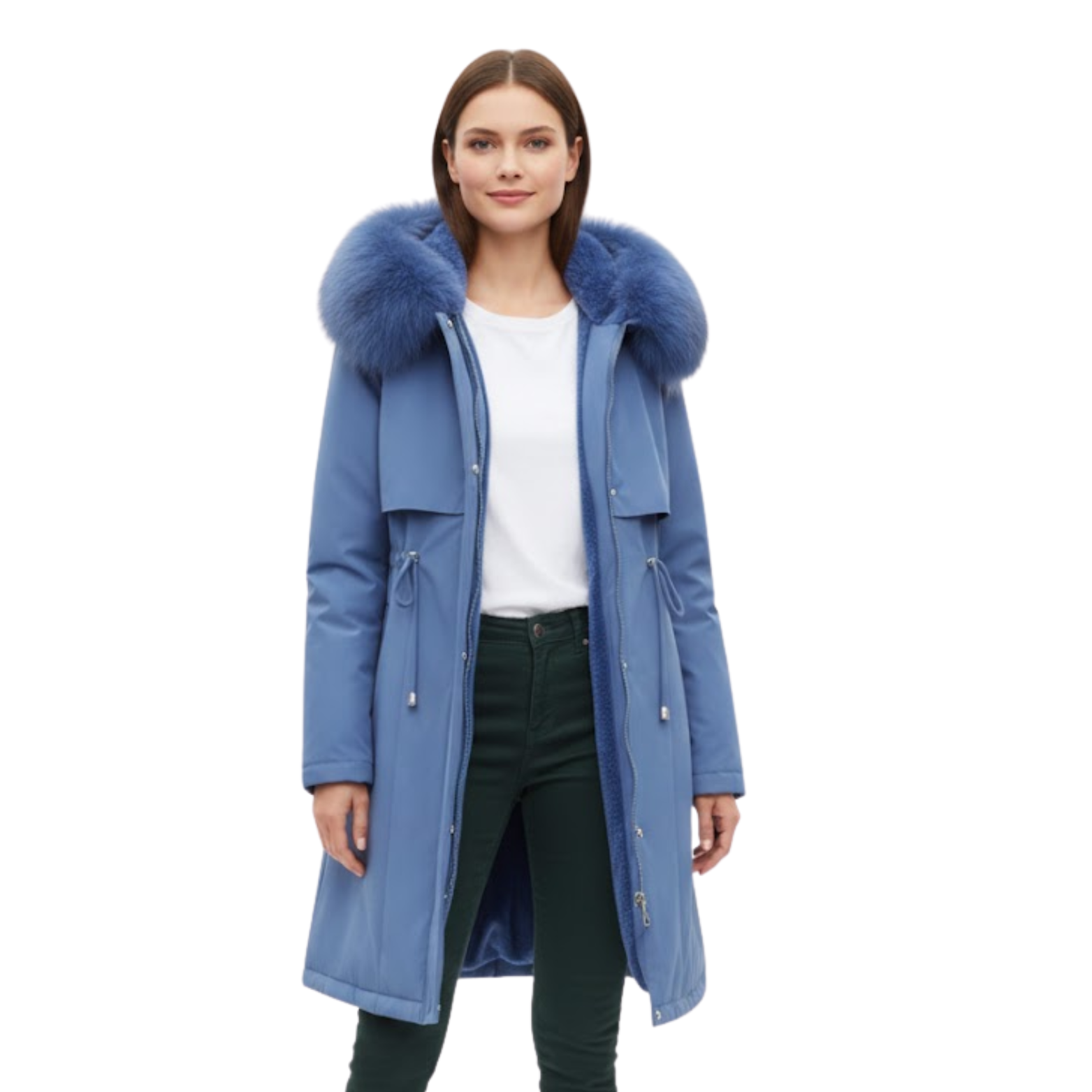 Parka Femme Longue Épaissie et Chaude avec Doublure en Laine et Capuche à Fourrure