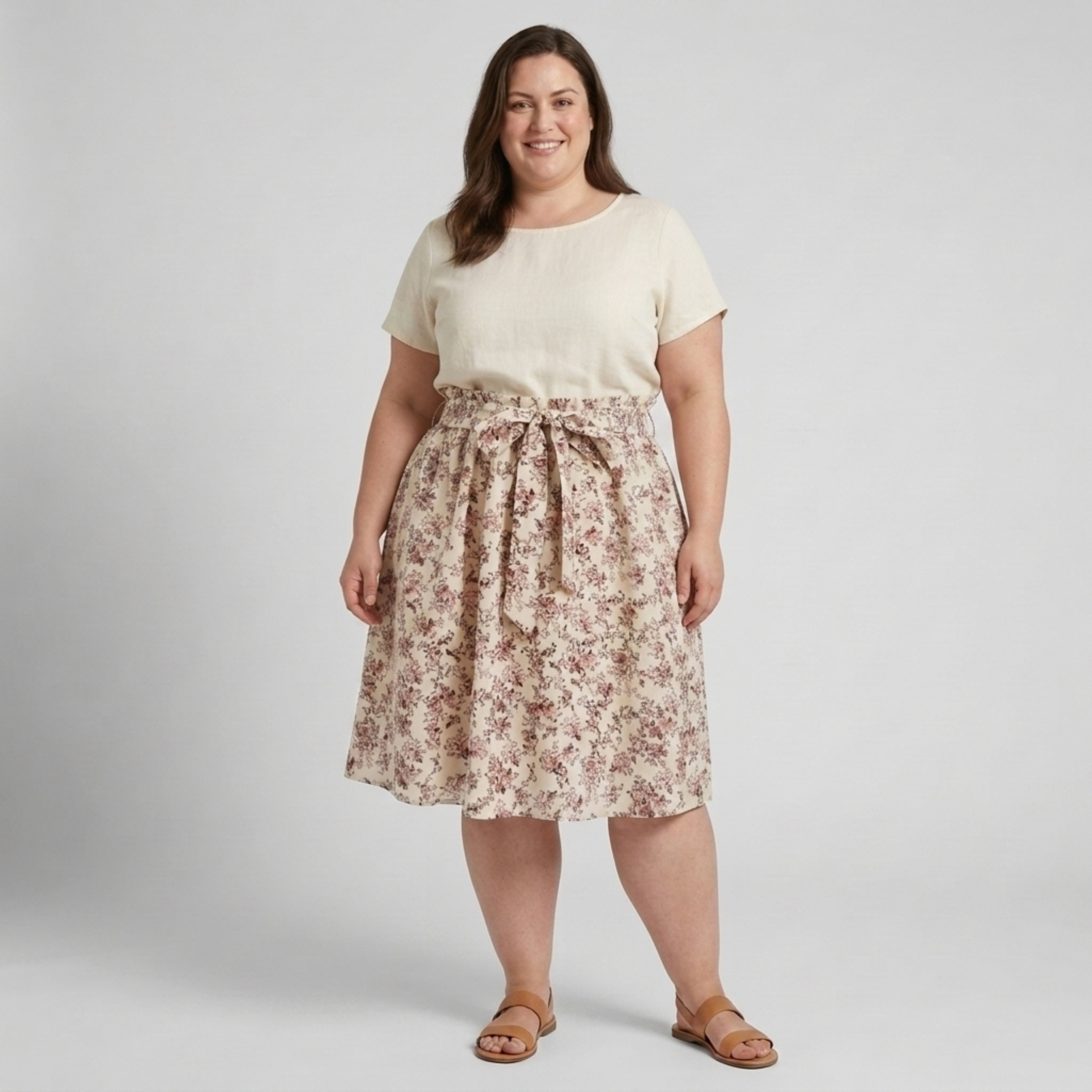 Robe de plage grande taille pour femme évasée à motif floral