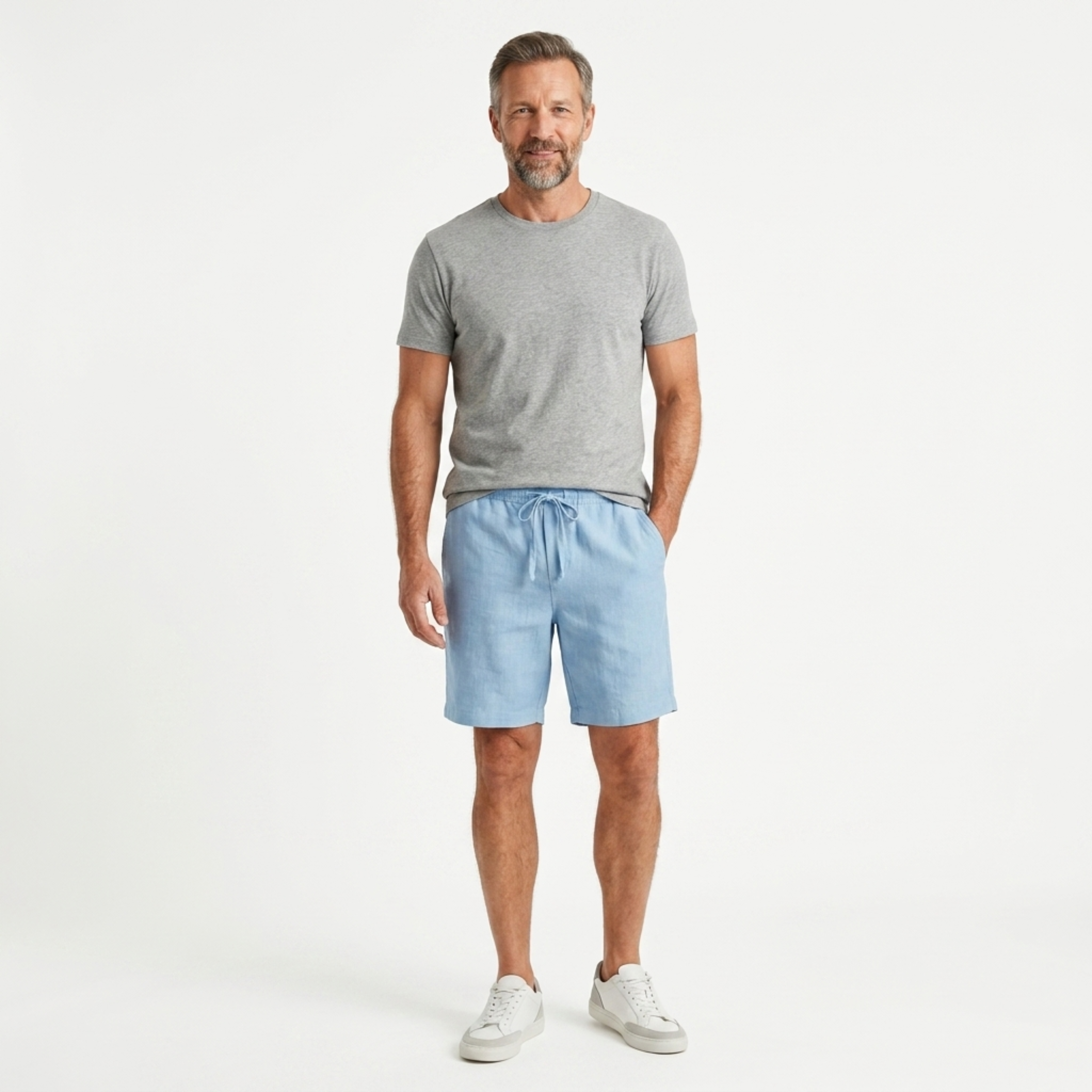 Short en lin pour homme — coupe décontractée — plage et été