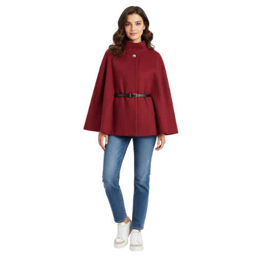 Manteaux Cape pour Femme à Manches Chauve-Souris et Ceinture
