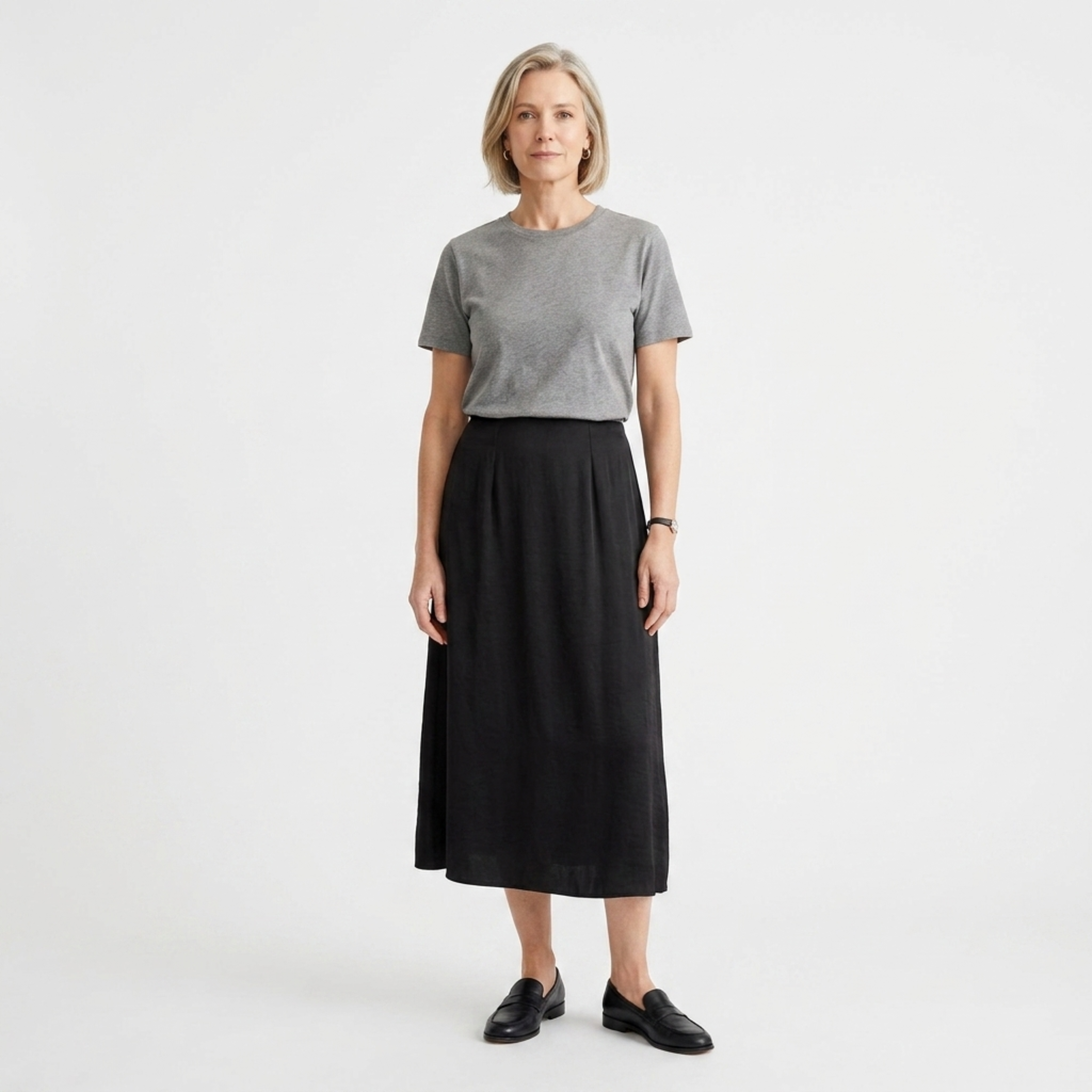 Jupe maxi longue satinée — taille haute coupe droite — tenue de soirée