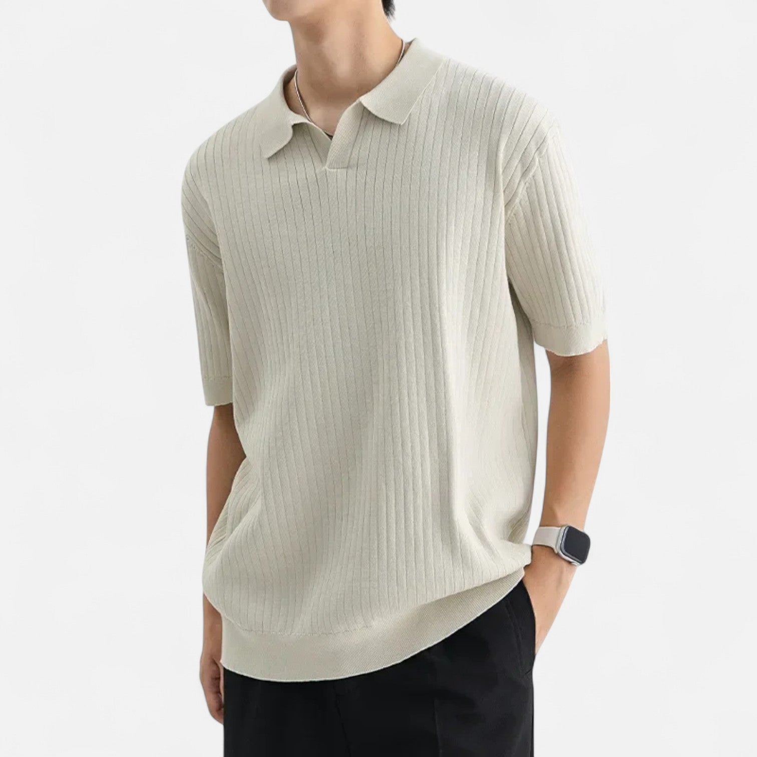 Ancienne Monde | Polo en Soie pour Homme – Manches Courtes Respirantes pour une Élégance Estivale