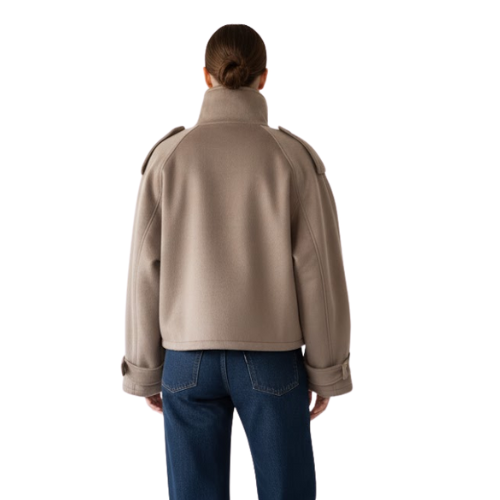 Veste Femme Élégante en Laine à Col Montant