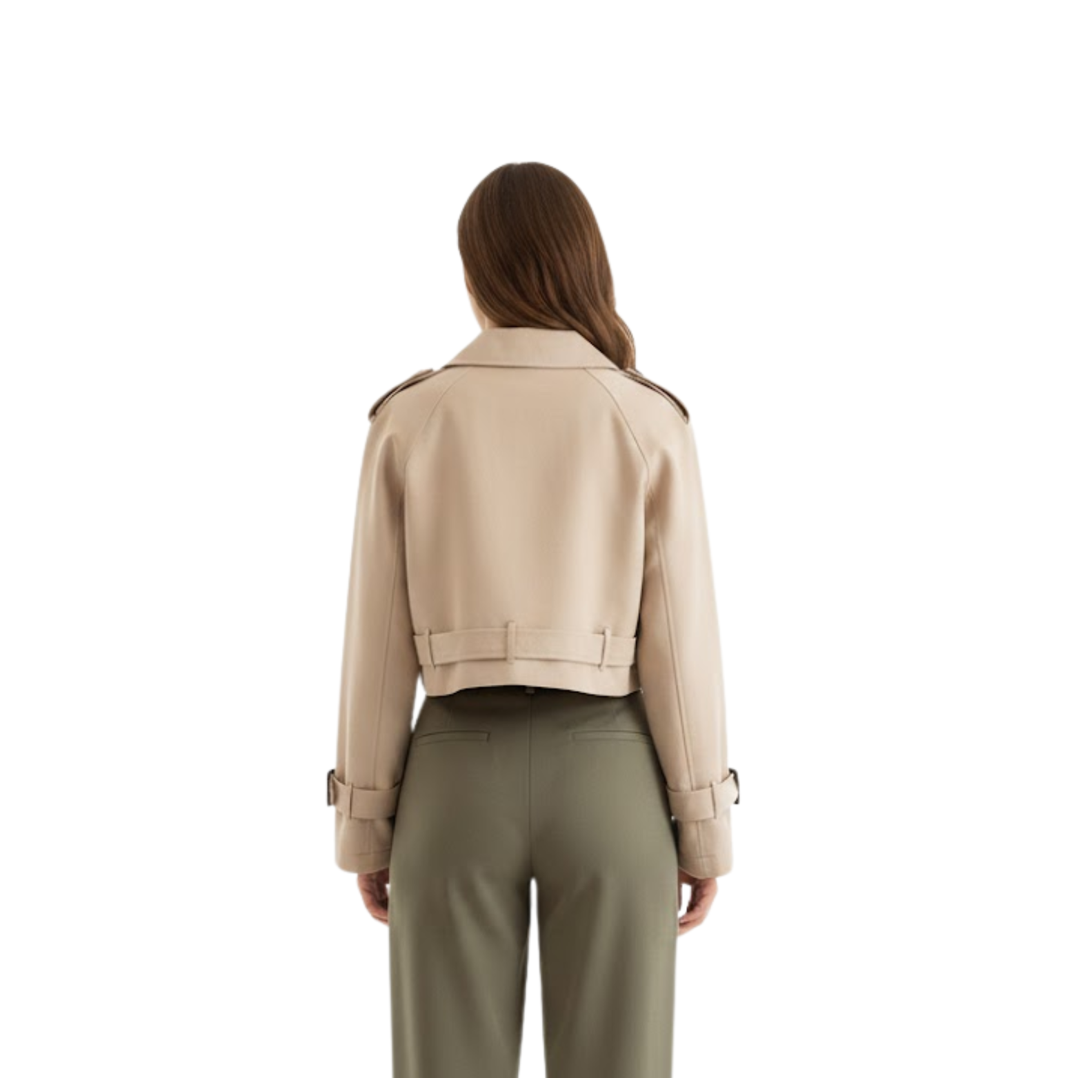 Manteau Trench Court Vintage à Double Boutonnage pour Femme