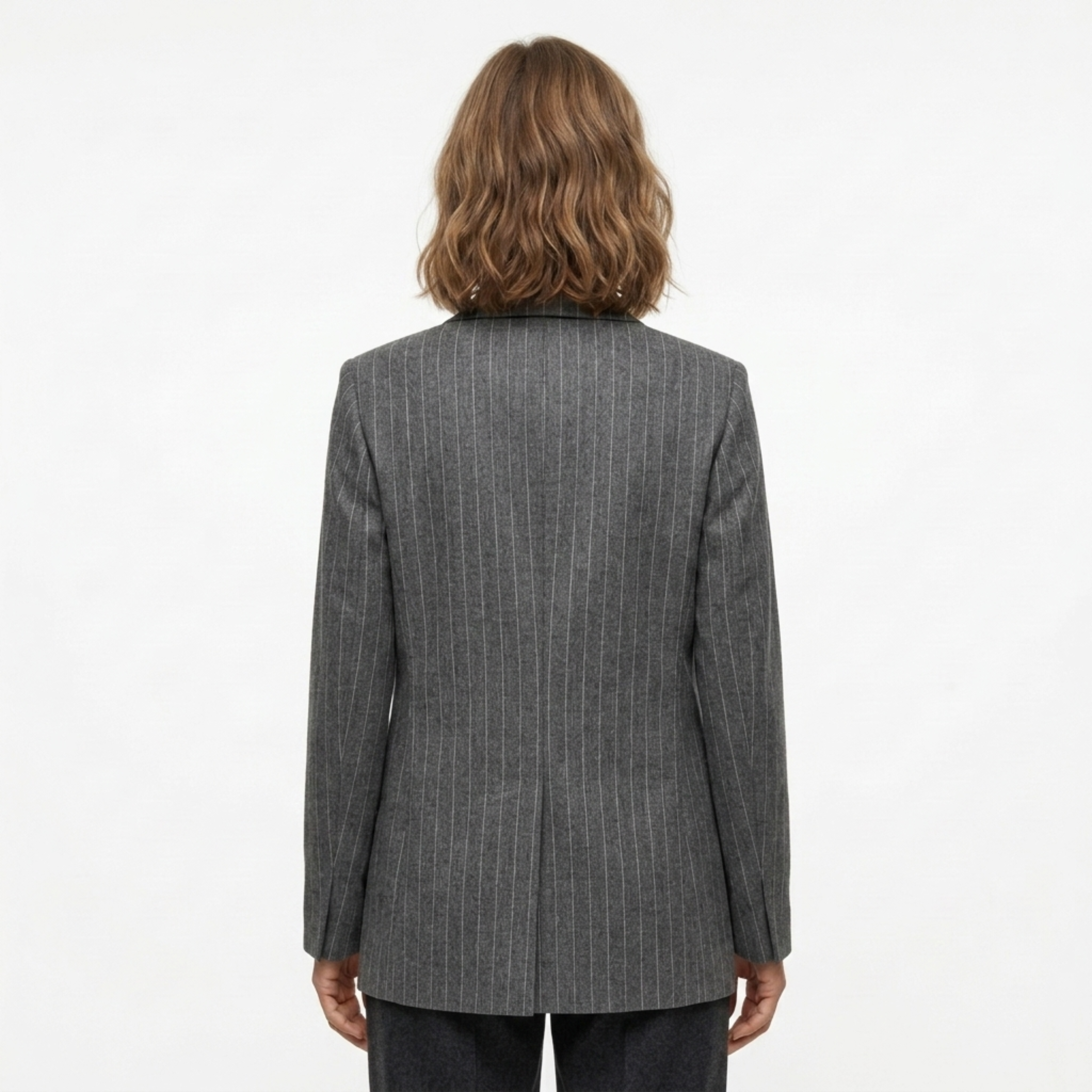 Dámské polyesterové sako – jemné proužky a pohodlný volný střih
