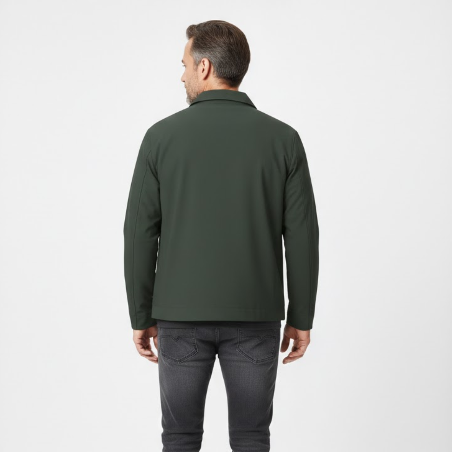 Veste de travail légère pour homme avec fermeture éclair et col chemise classique