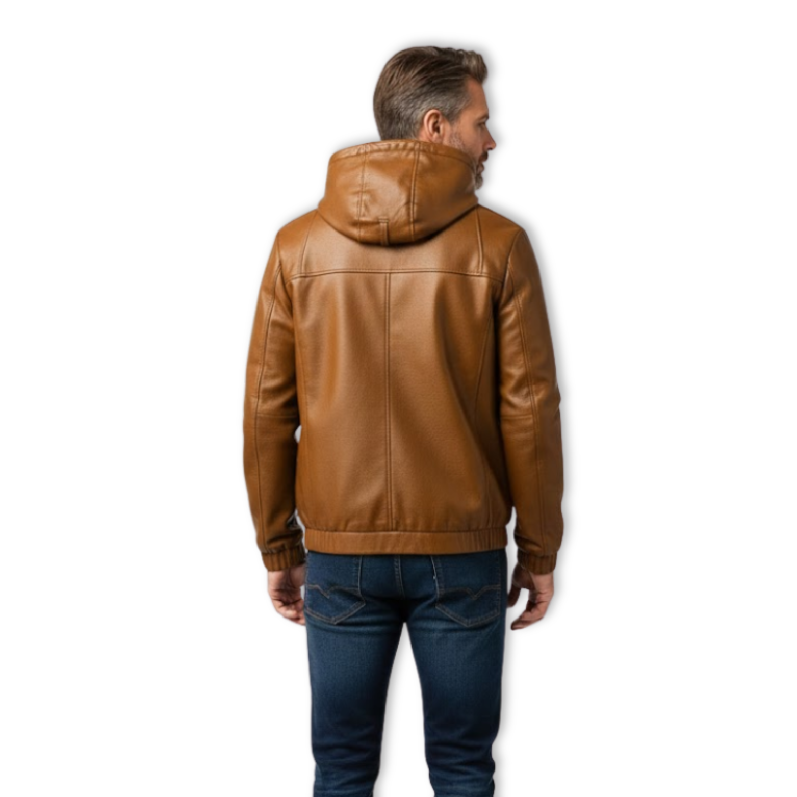 Veste homme éco-cuir capuche amovible style motard urbain moderne
