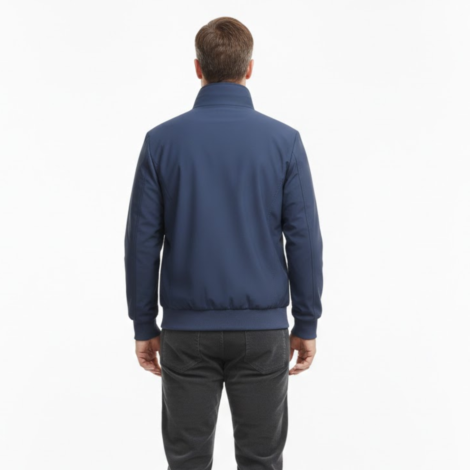 Veste bomber légère pour homme avec col montant et fermeture éclair coupe ajustée