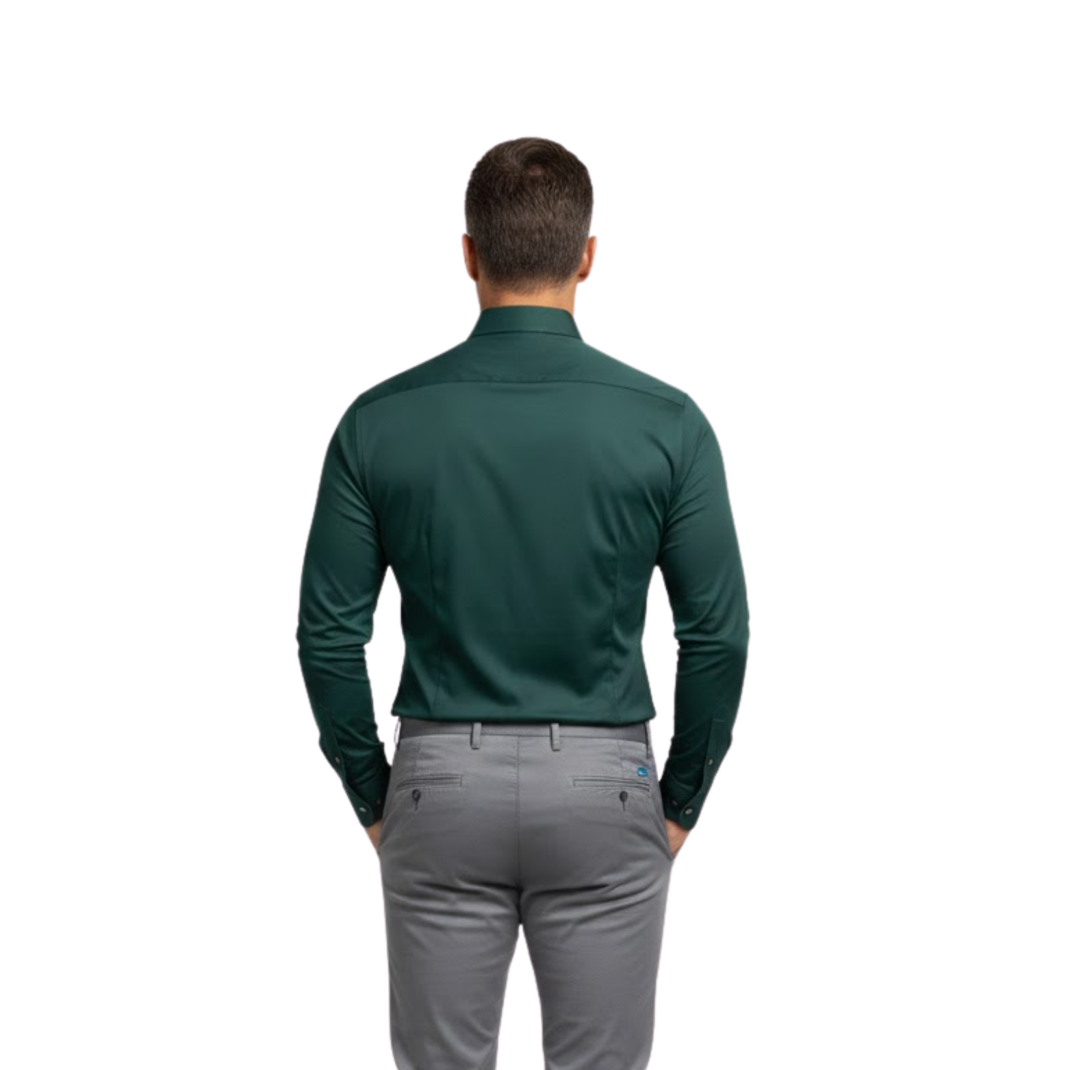 Chemise cintrée à manches longues avec col classique et tissu extensible