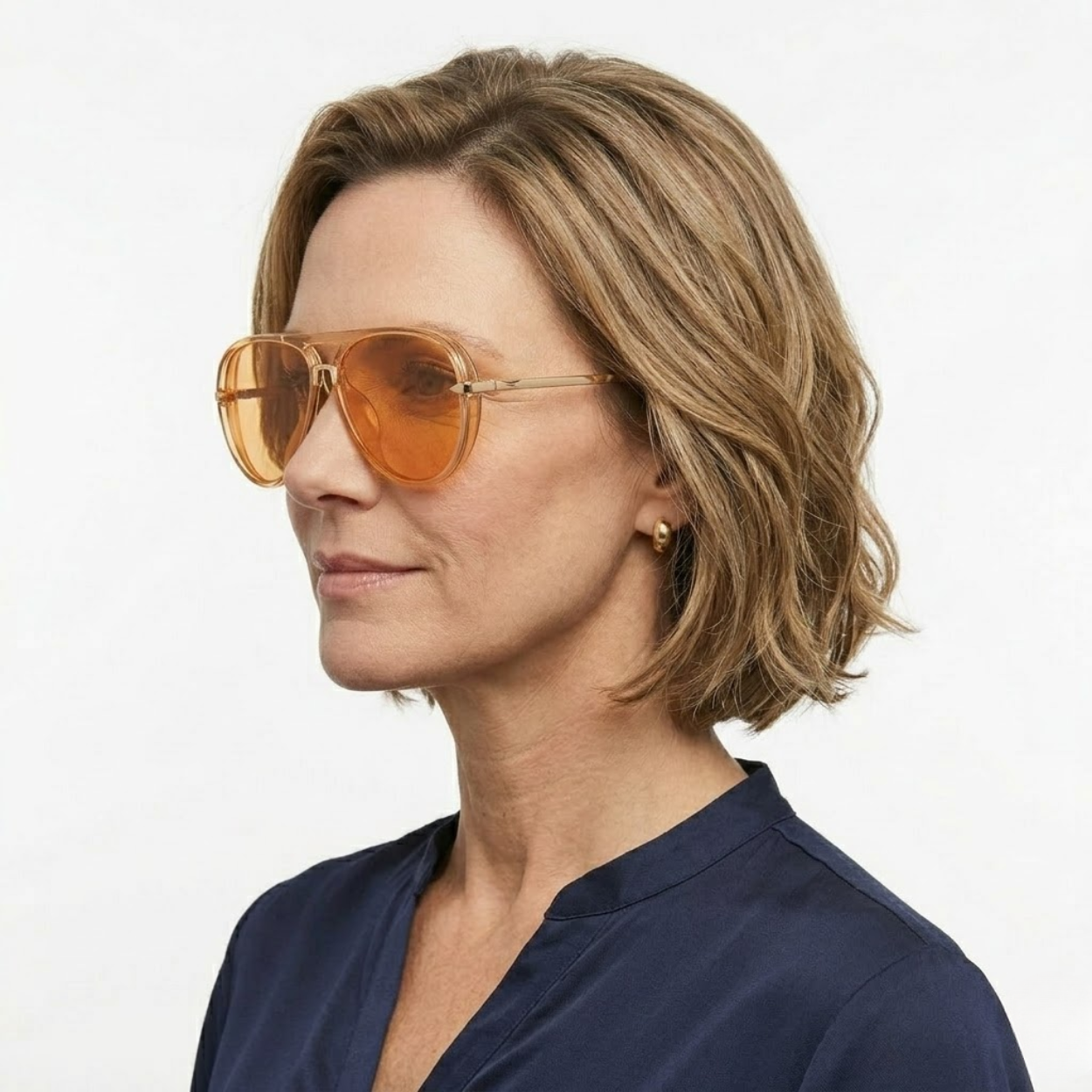 Διάφανα γυαλιά aviator με διπλή γέφυρα και φακούς με διαβάθμιση και προστασία UV