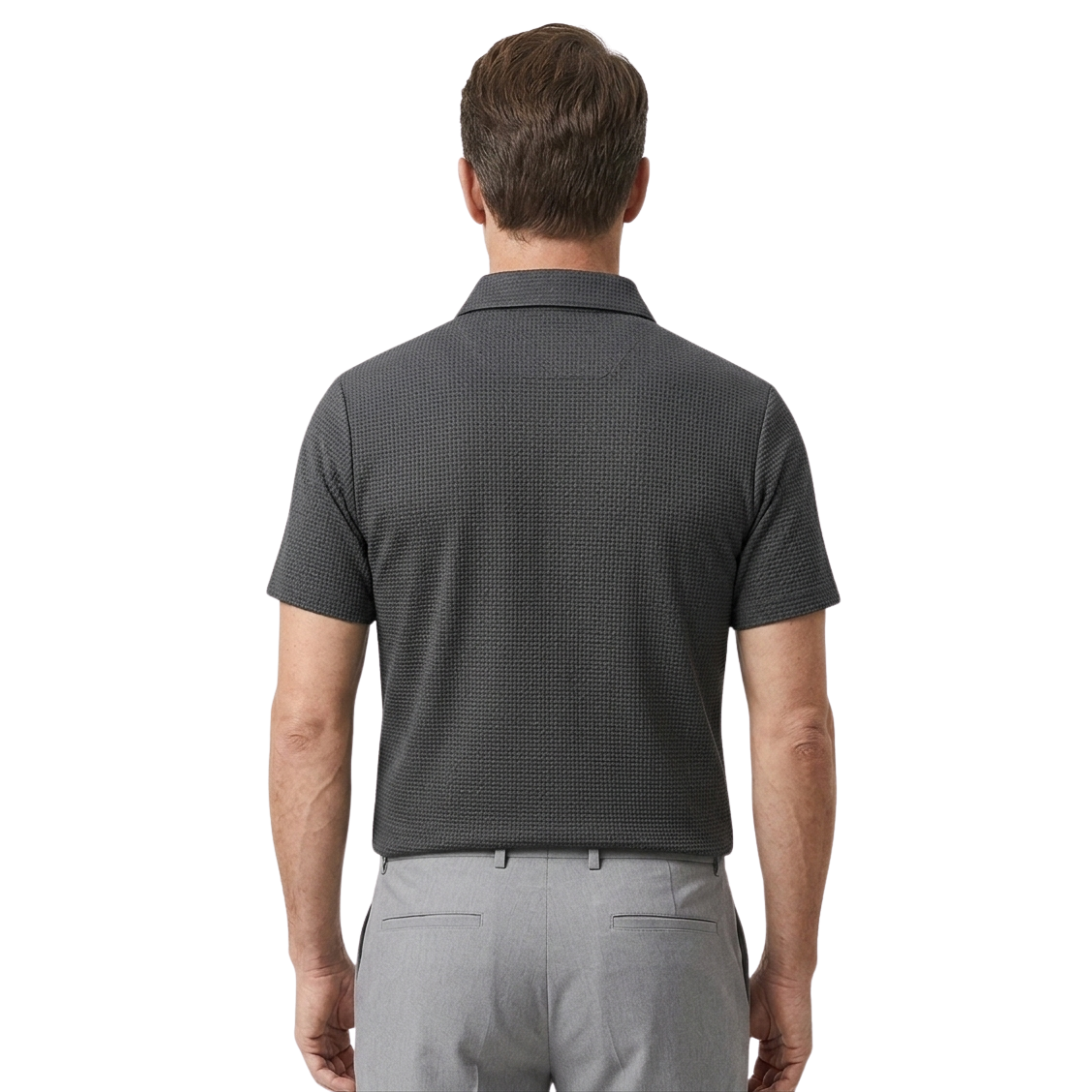 Polo homme à texture gaufrée et manches courtes — bureau & détente