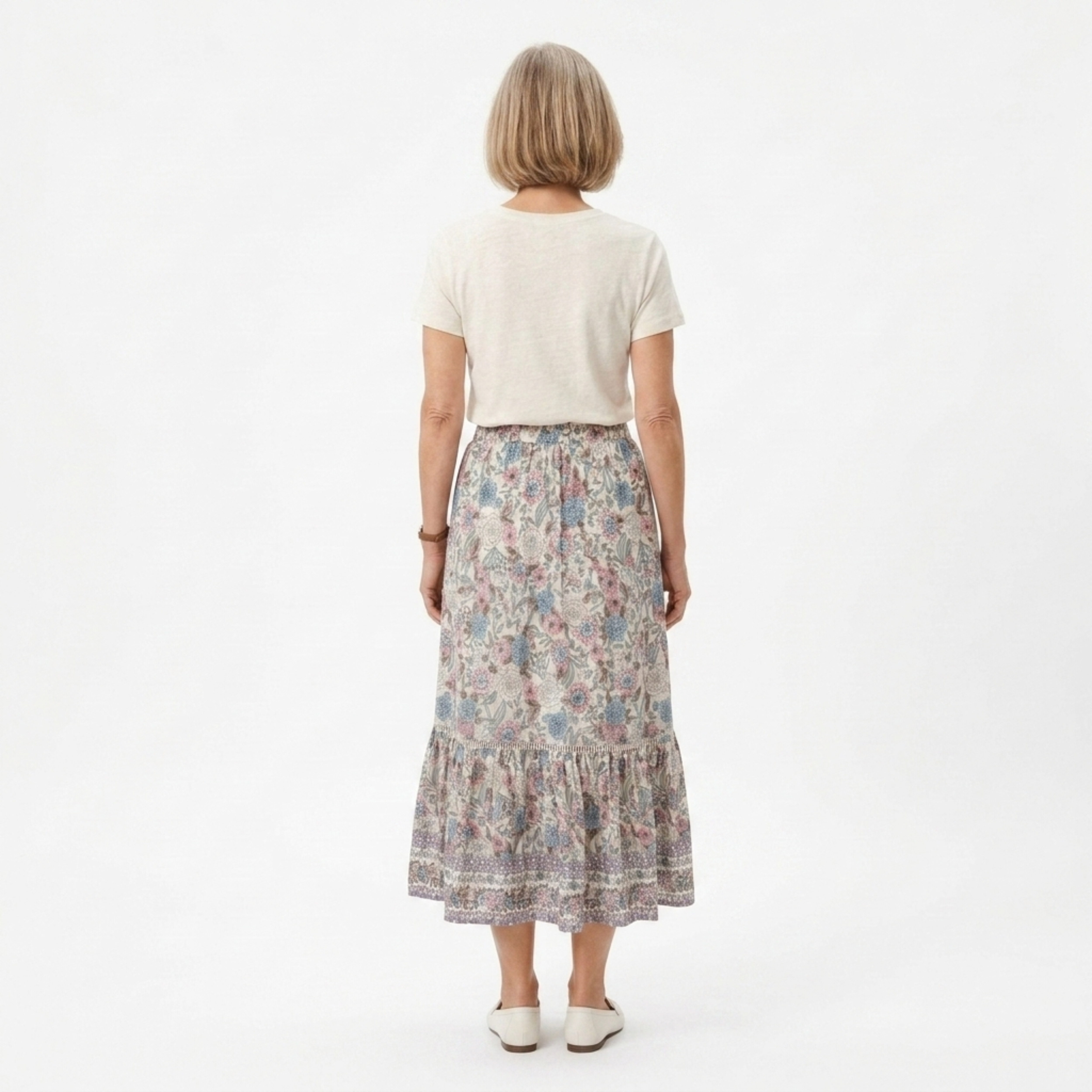 Jupe maxi longue à fleurs — taille haute avec laçage — vacances d'été