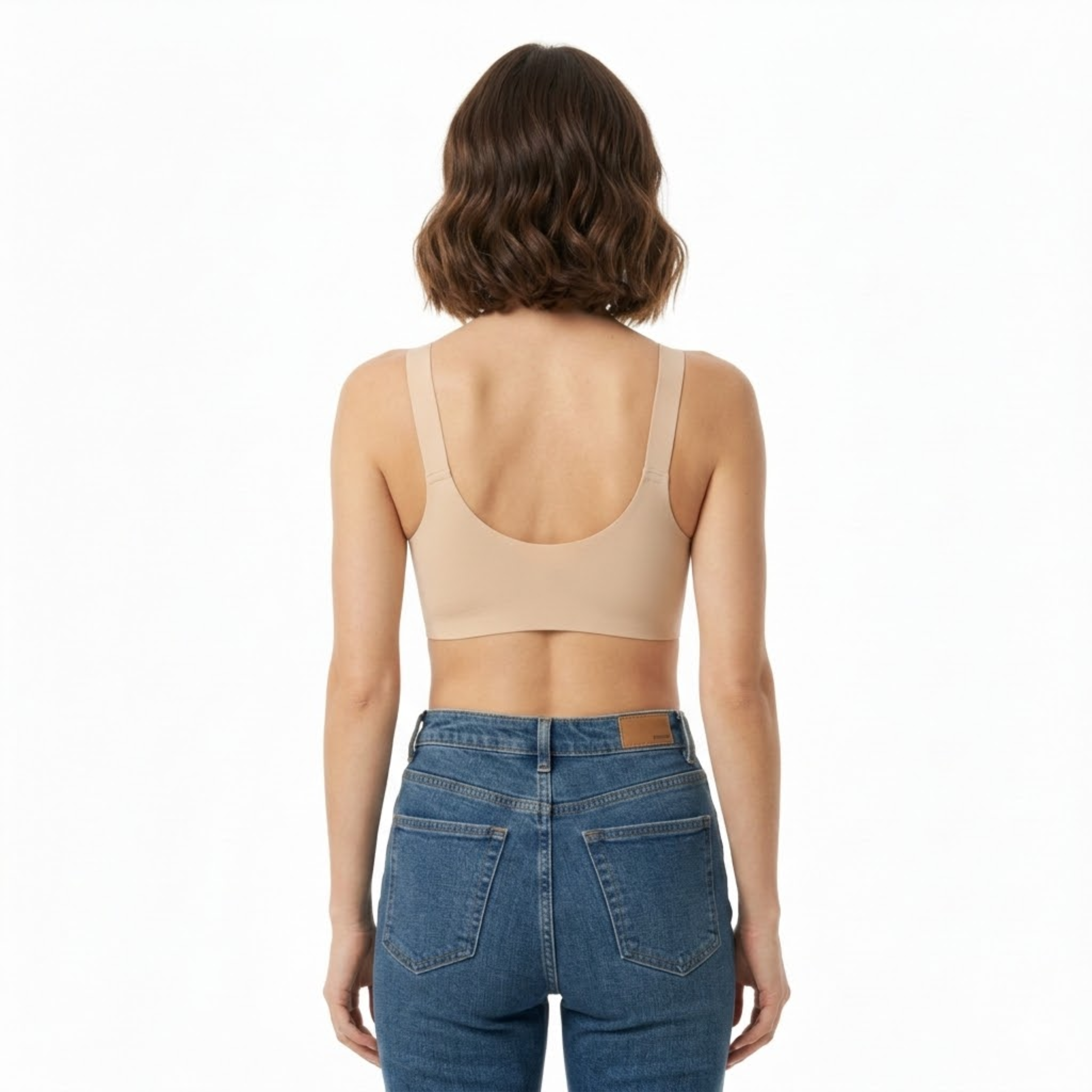 Soutien-gorge push-up sans armature et sans couture pour femmes avec bretelles réglables et fermeture à quatre agrafes