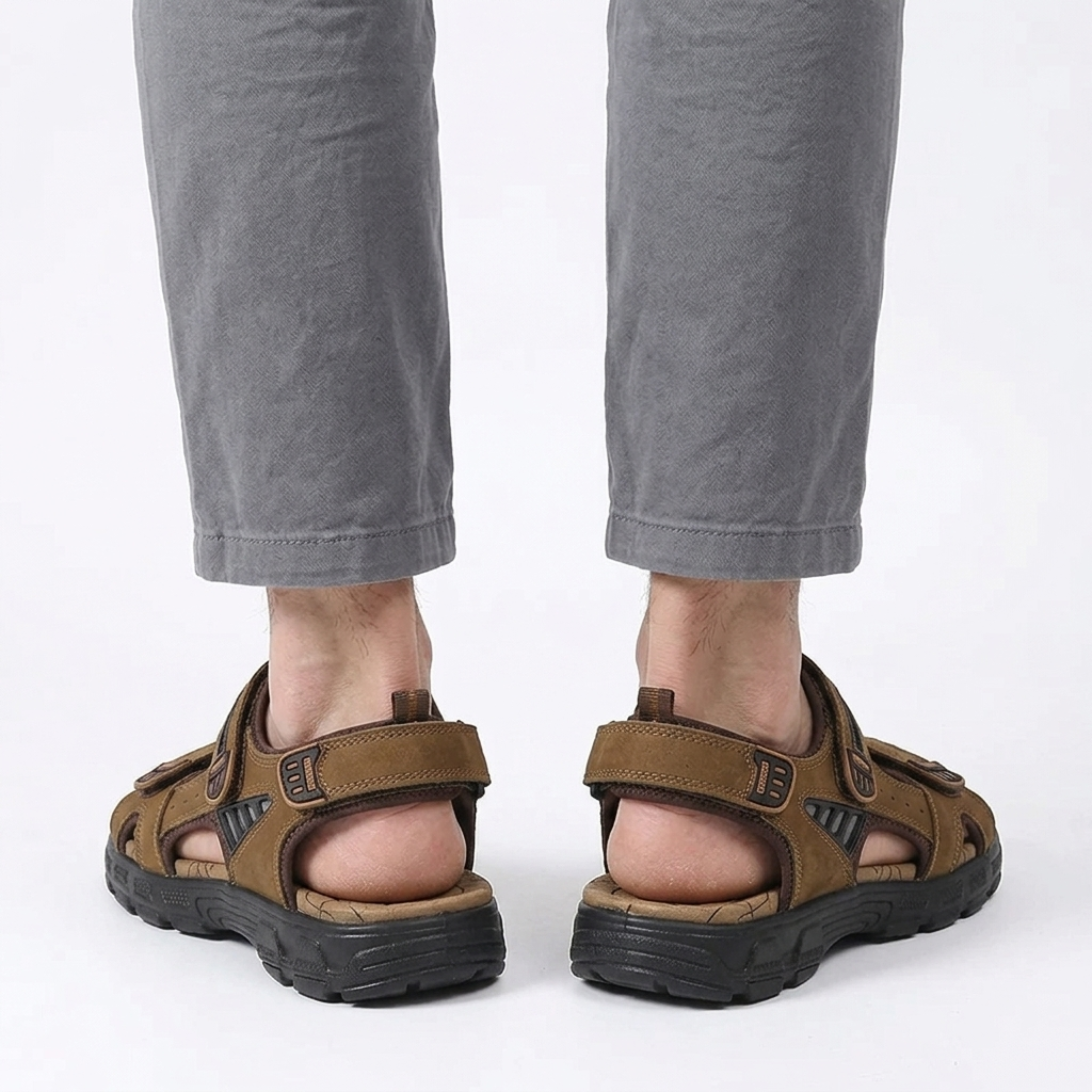 Sandales en cuir homme — bride velcro — marche et extérieur