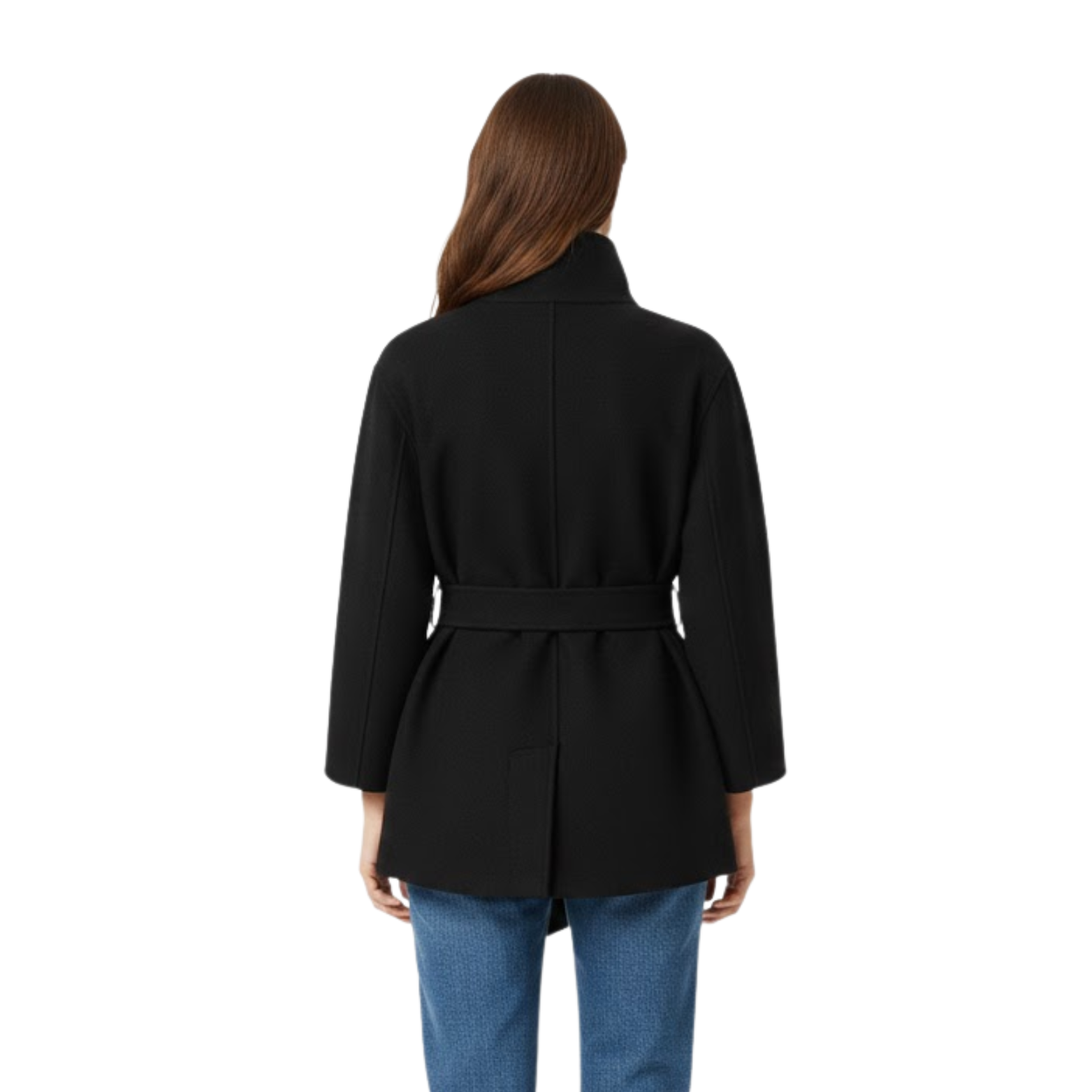 Manteau en fausse fourrure pour femme à col montant et ceinture veste chaude chic