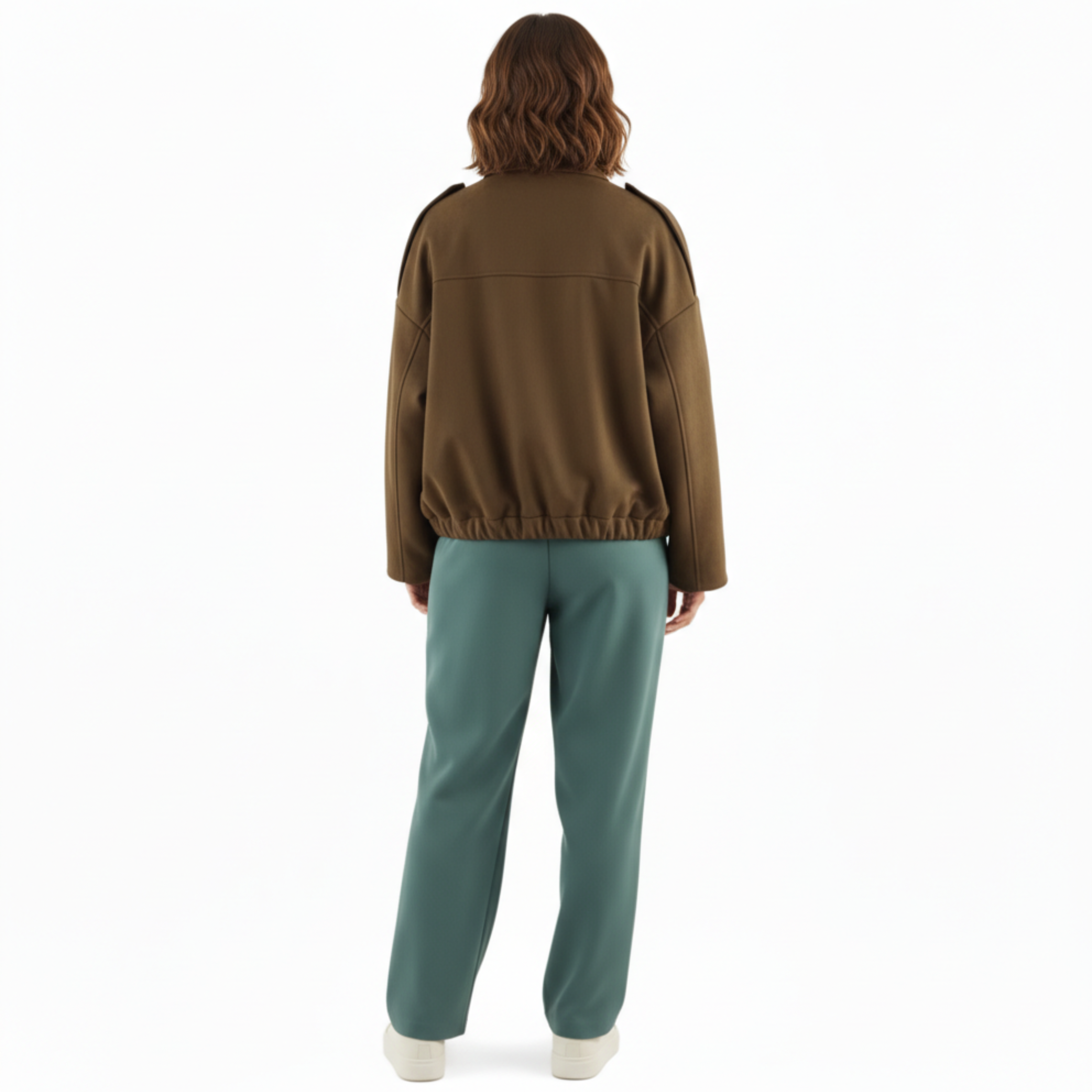 Blouson Bomber en Polyester avec Col à Revers et Fermeture Éclair pour Femme