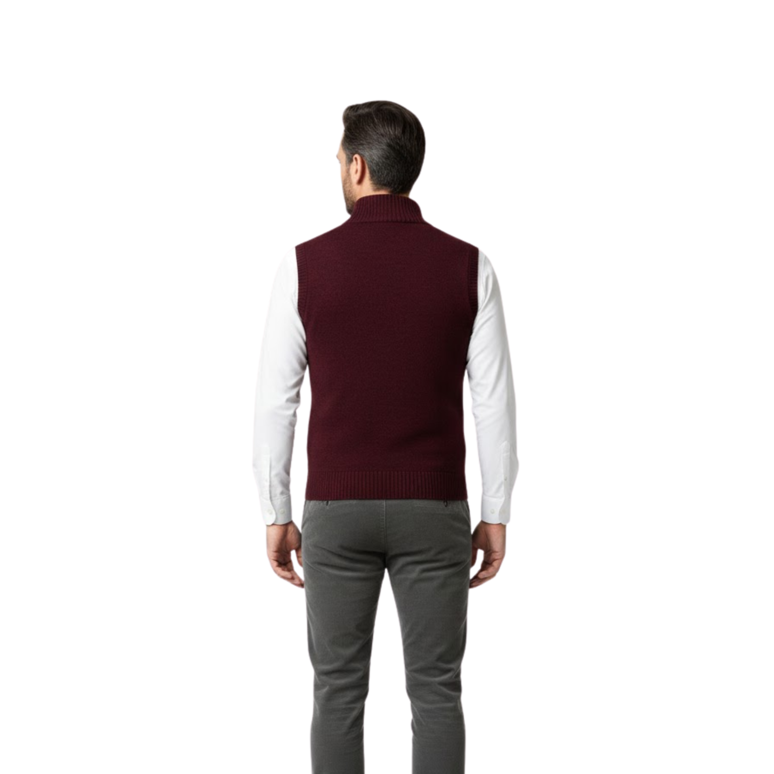 Gilet en maille sans manches avec fermeture éclair et col montant