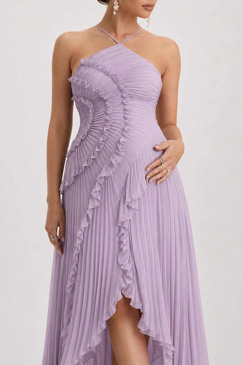 Robe maternité longue plissée dos nu
