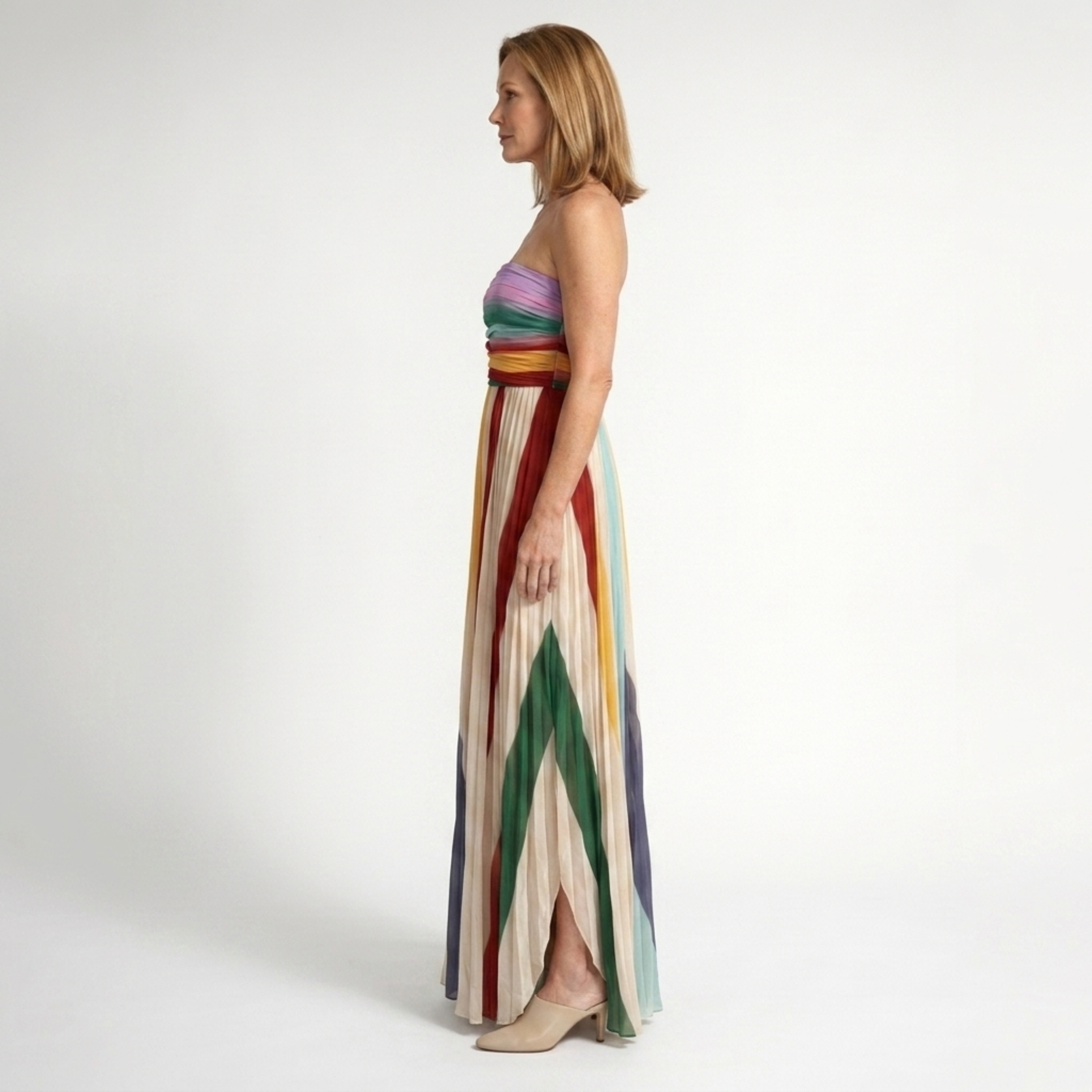 Langes Boho-Kleid für Damen — trägerloses Bustier — Strand und Sommer