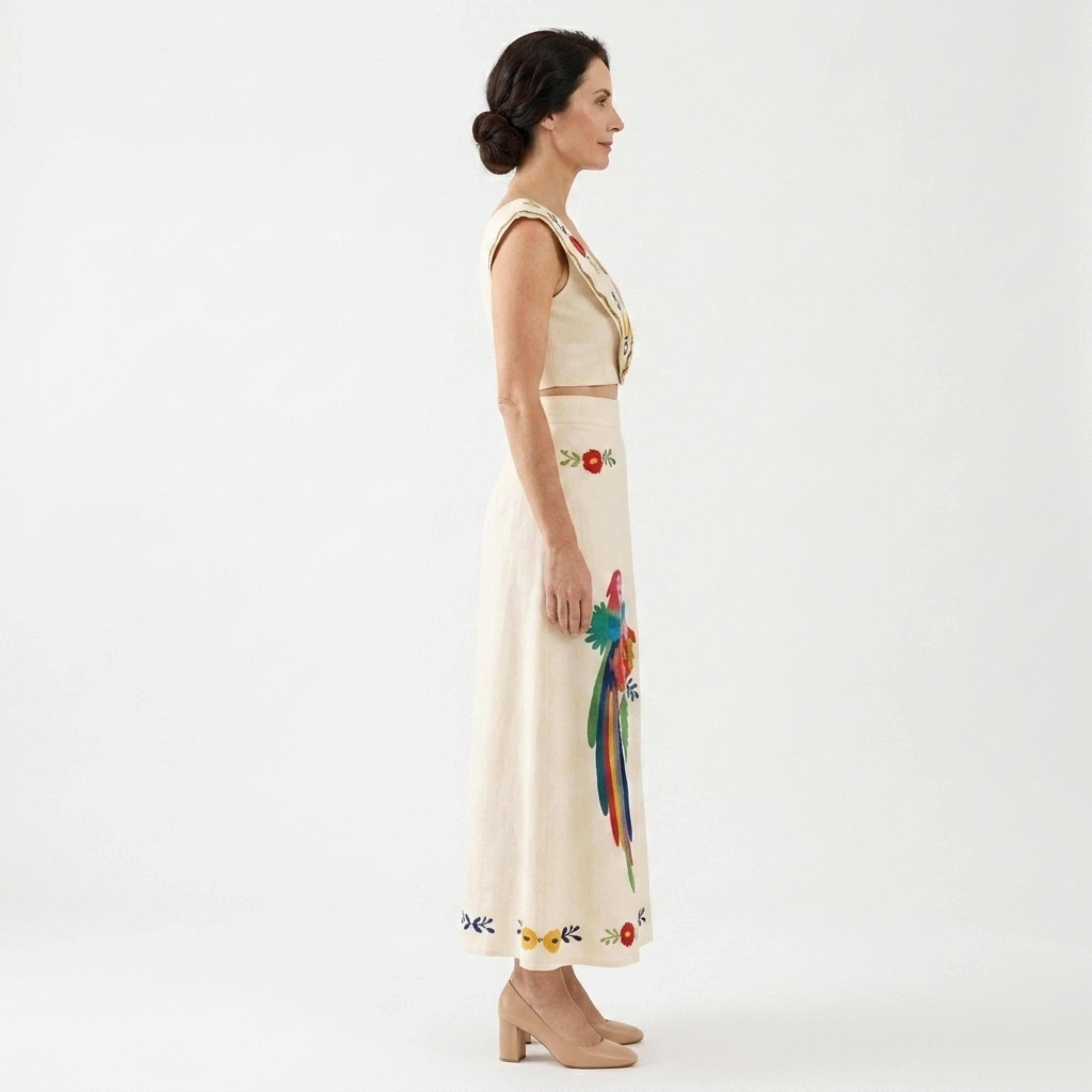 Ensemble crop top et jupe longue — imprimé tropical — vacances d'été