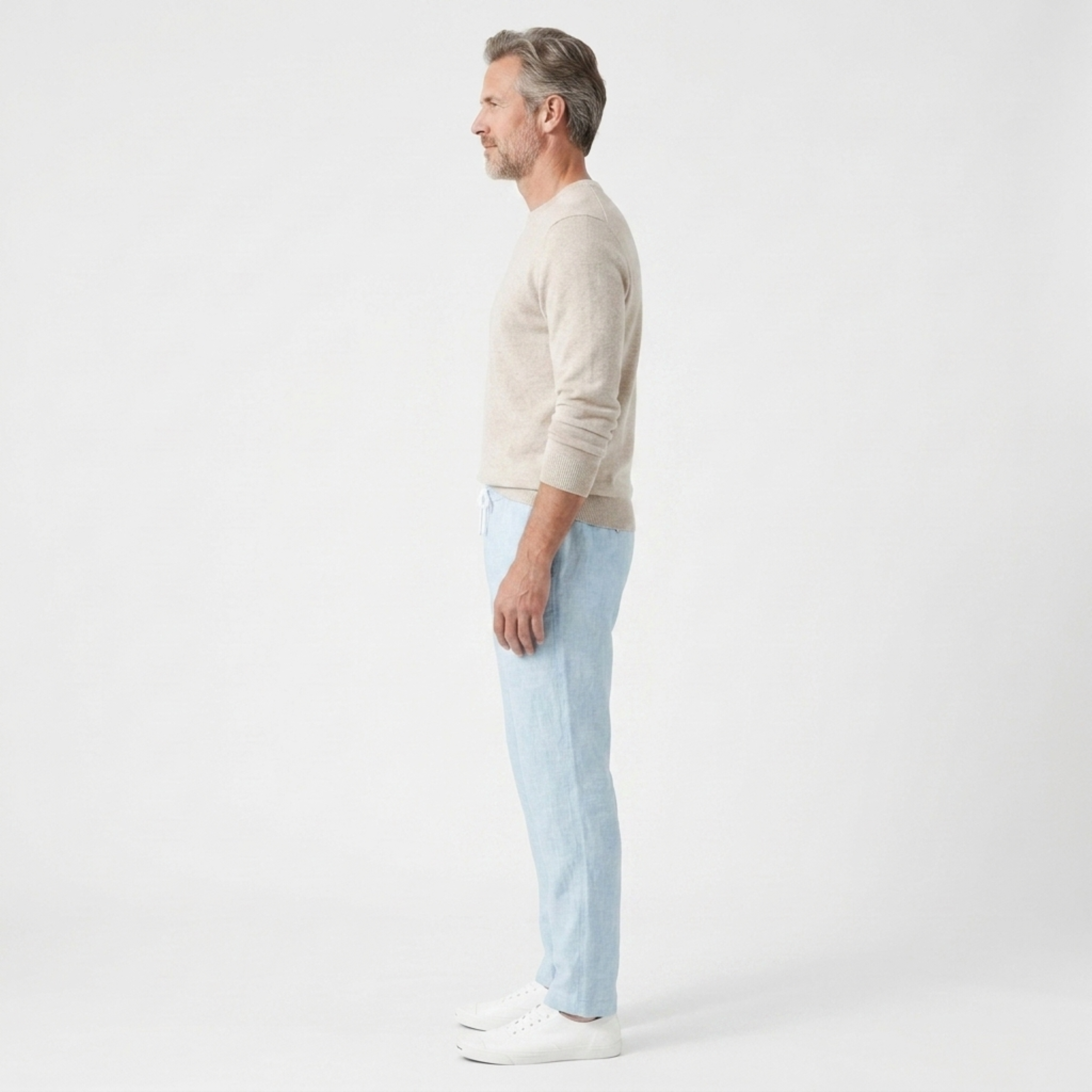 Pantalon coupe droite homme — taille élastique avec cordon — plage et été