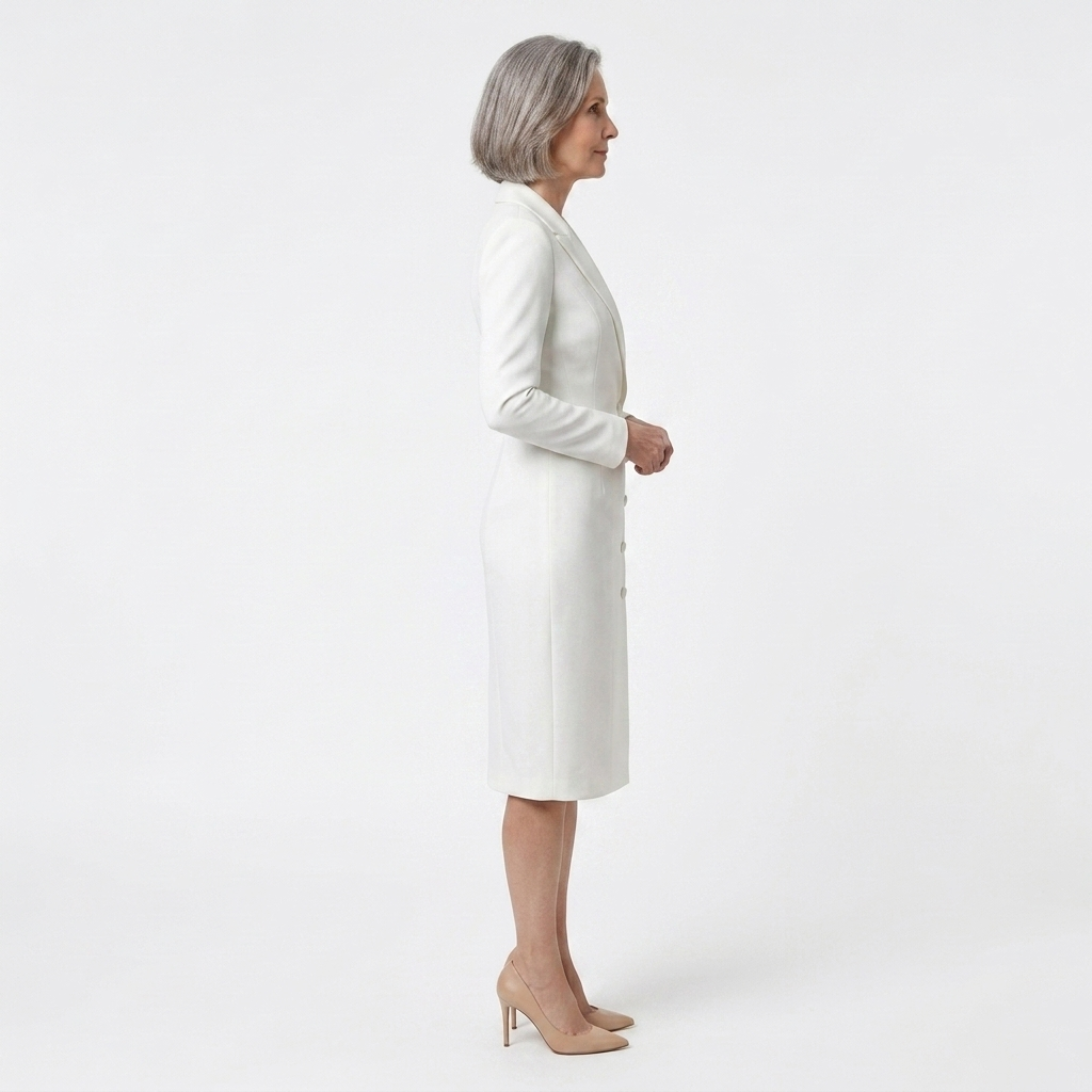 Robe blazer midi — manches longues et boutons — bureau